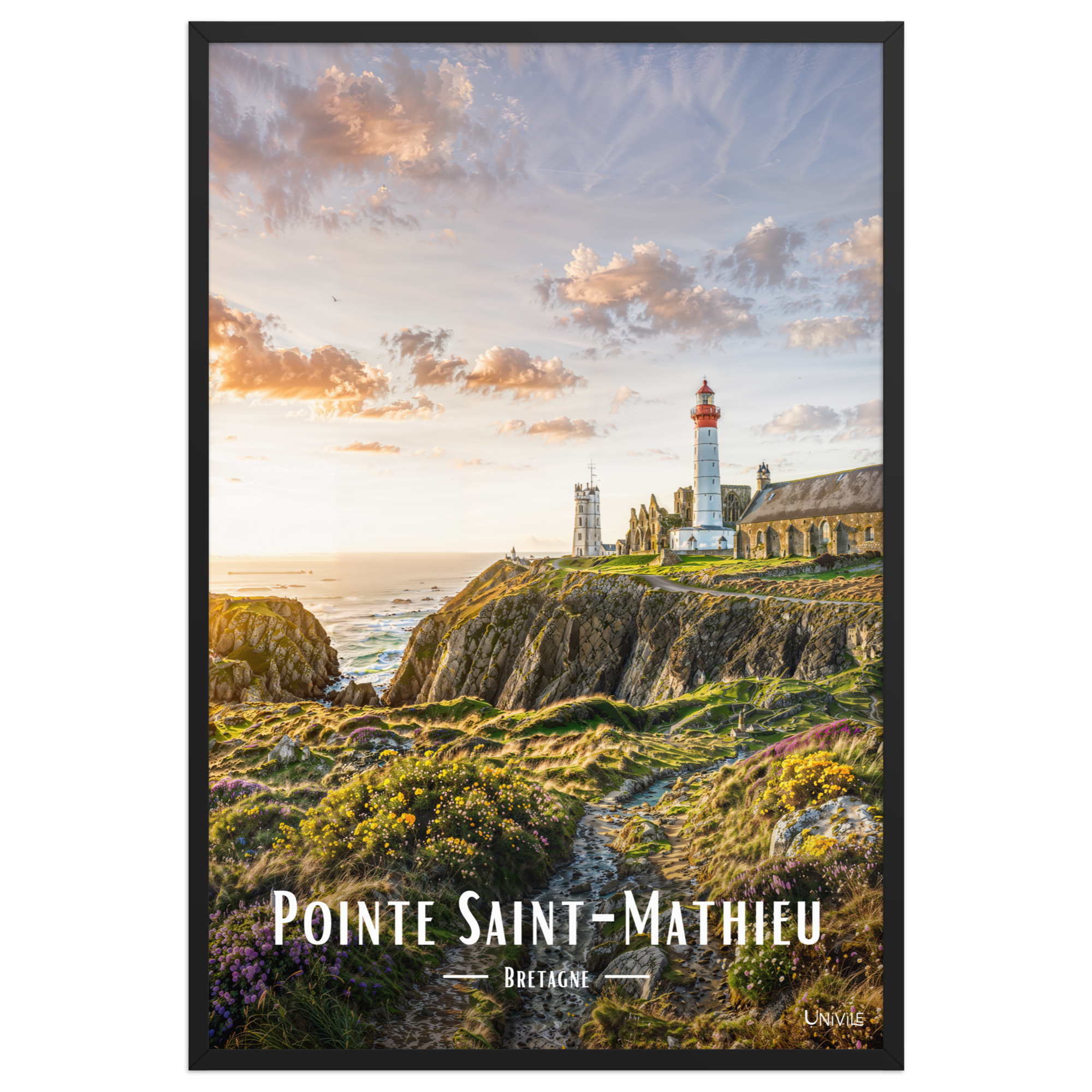 Affiche de Bretagne Pointe Saint-Mathieu 61 × 91 cm / Noir - Univile Bretagne
