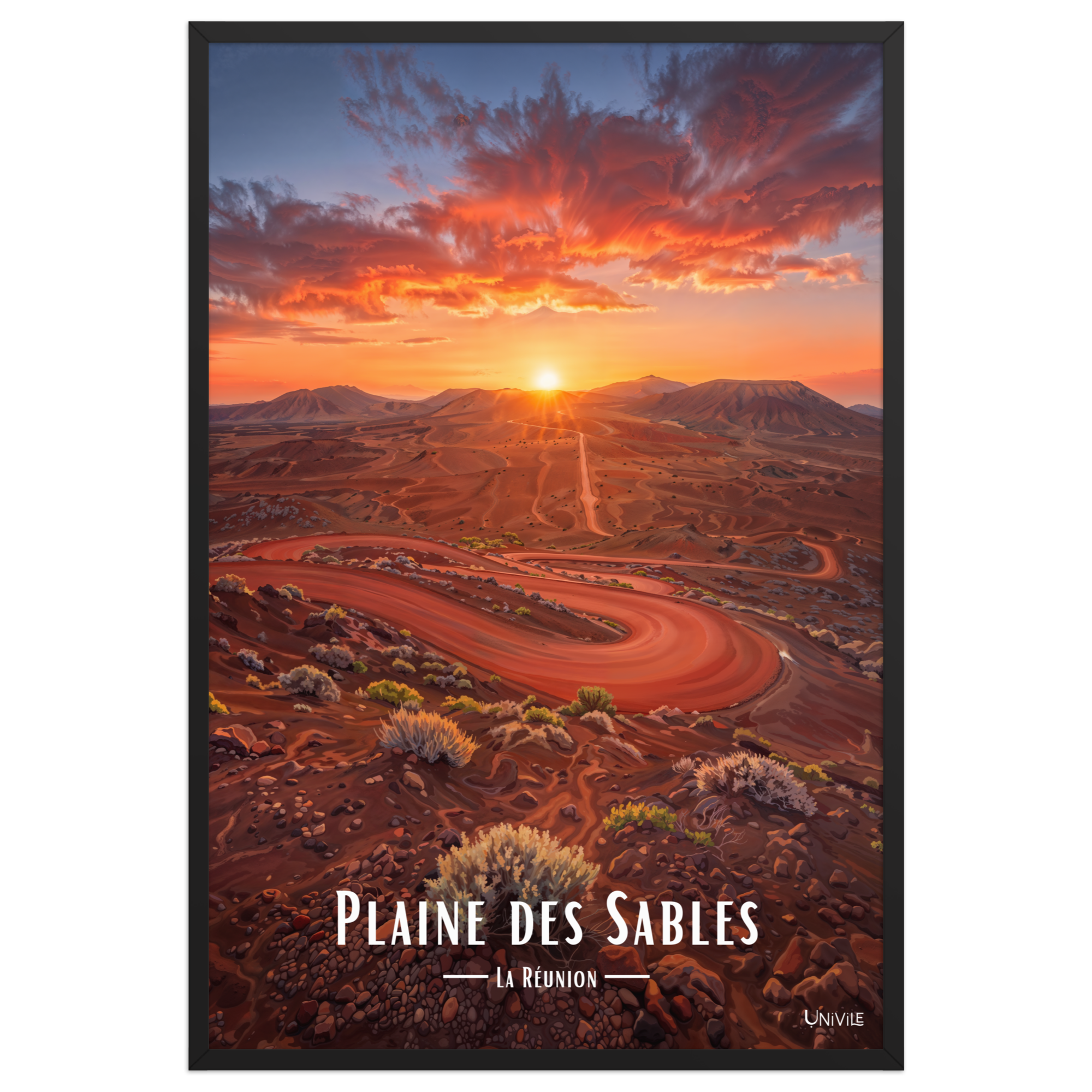 Affiche de La Réunion Plaine des Sables 61 × 91 cm / Noir - Univile La Réunion
