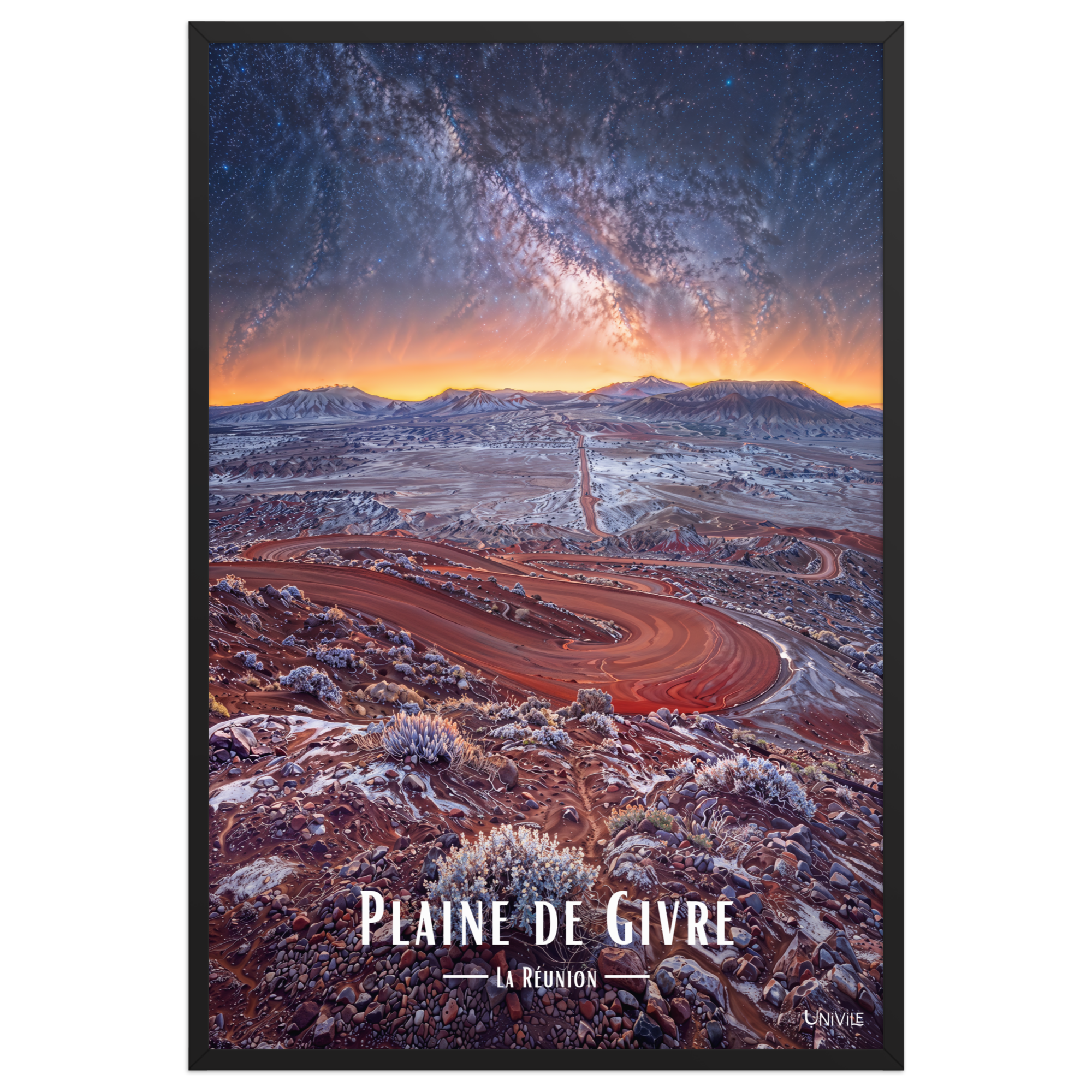 Affiche de La Réunion Plaine de Givre 61 × 91 cm / Noir - Univile La Réunion