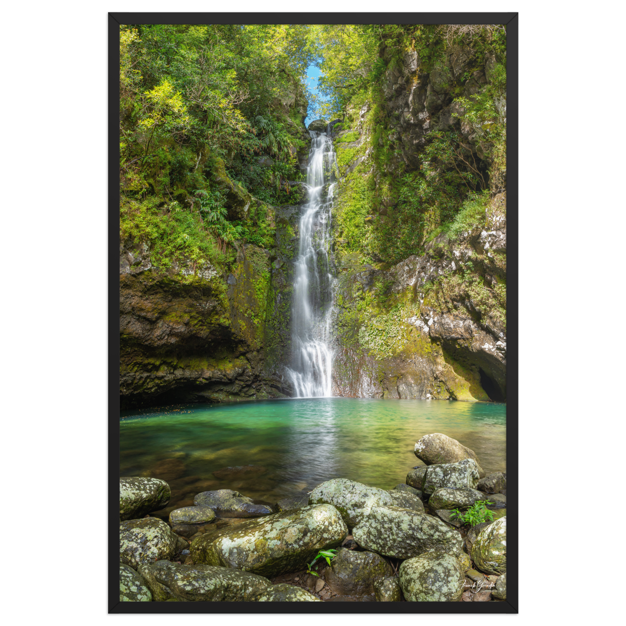 Affiche de La Réunion Cascade du Bassin Chouchou 61 × 91 cm / Noir - photographie Franck Grondin