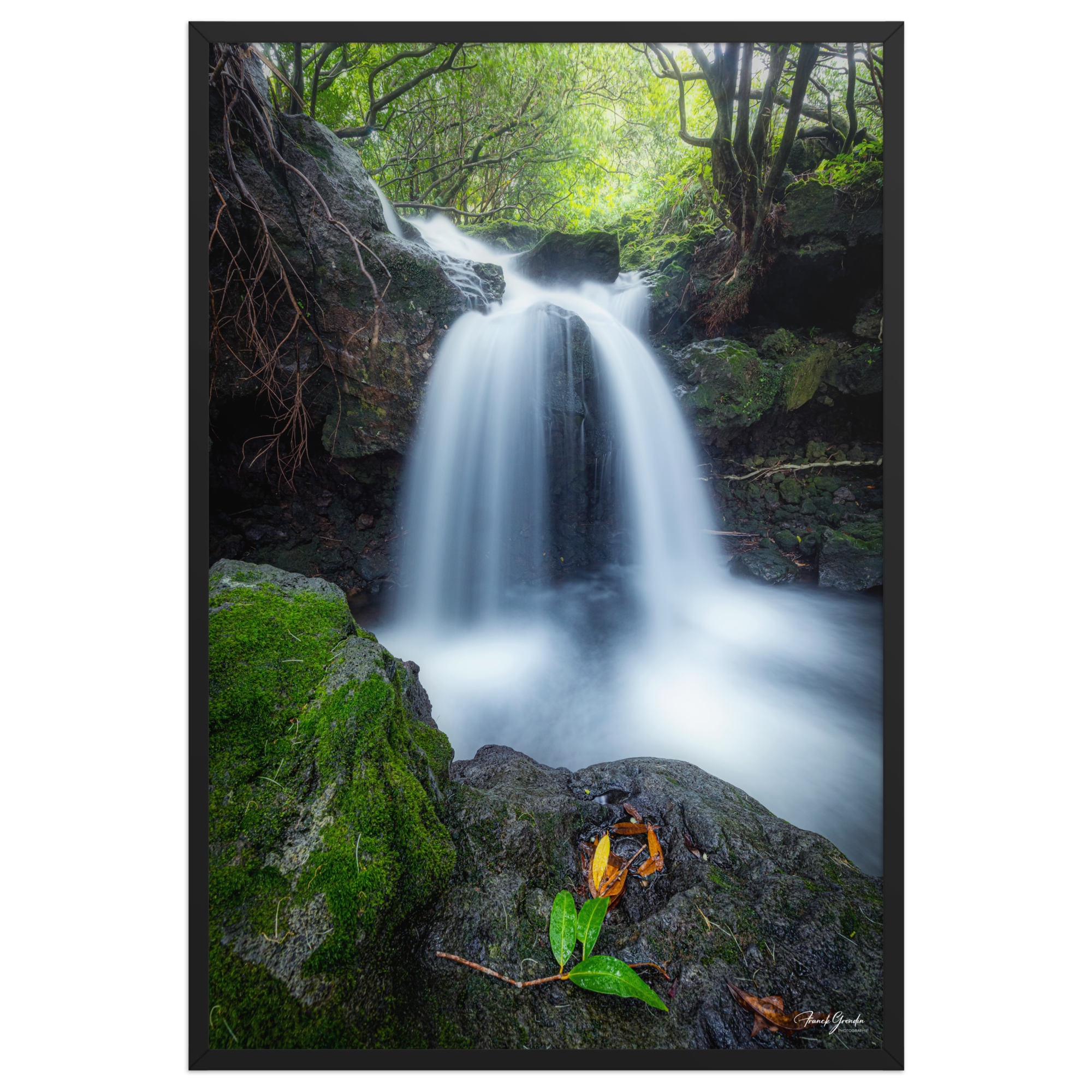 Affiche de La Réunion Cascade du Pont Rouge, Le Tremblet 61 × 91 cm / Noir - photographie Franck Grondin