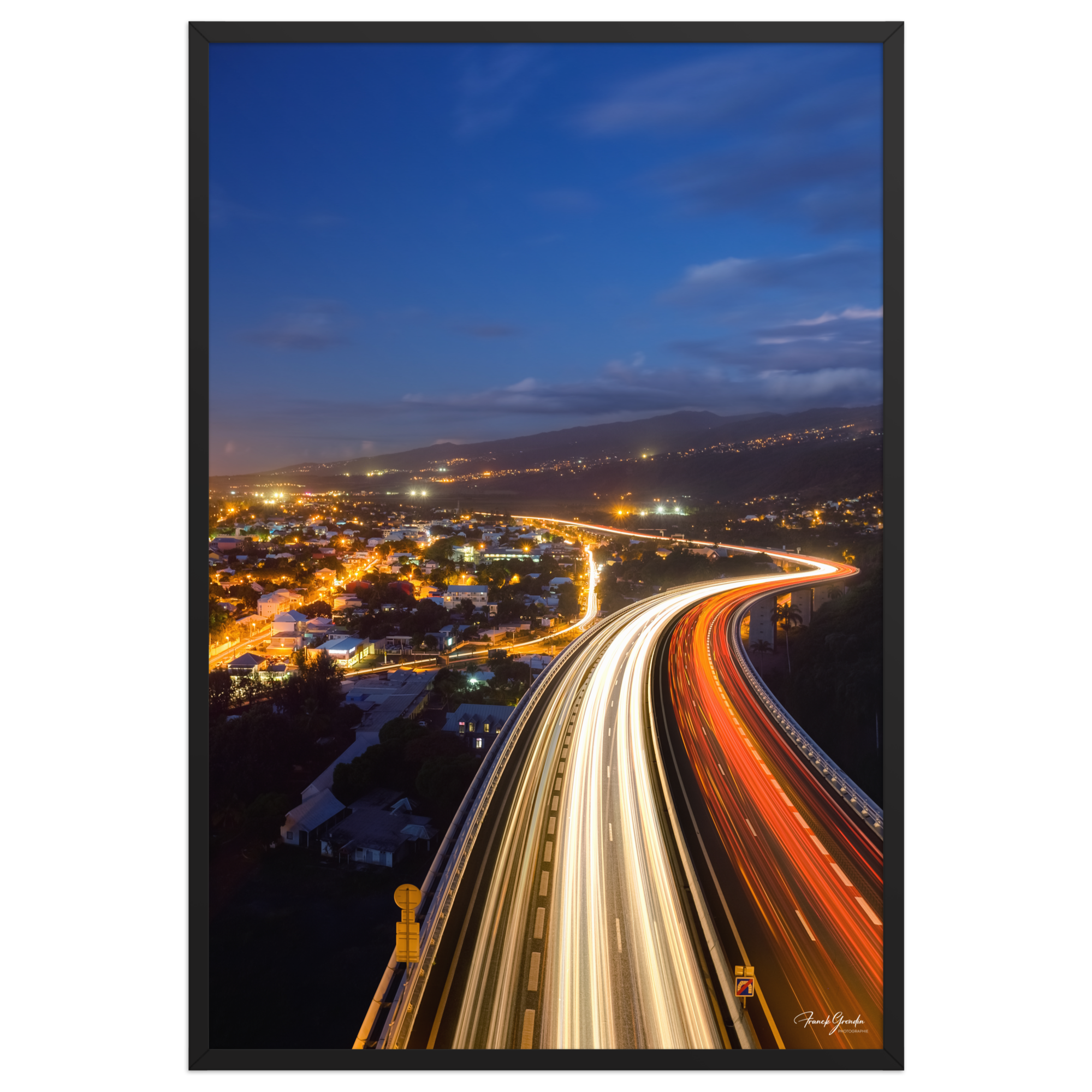 Affiche de La Réunion La Route des Tamarins de Nuit 61 × 91 cm / Noir - photographie Franck Grondin