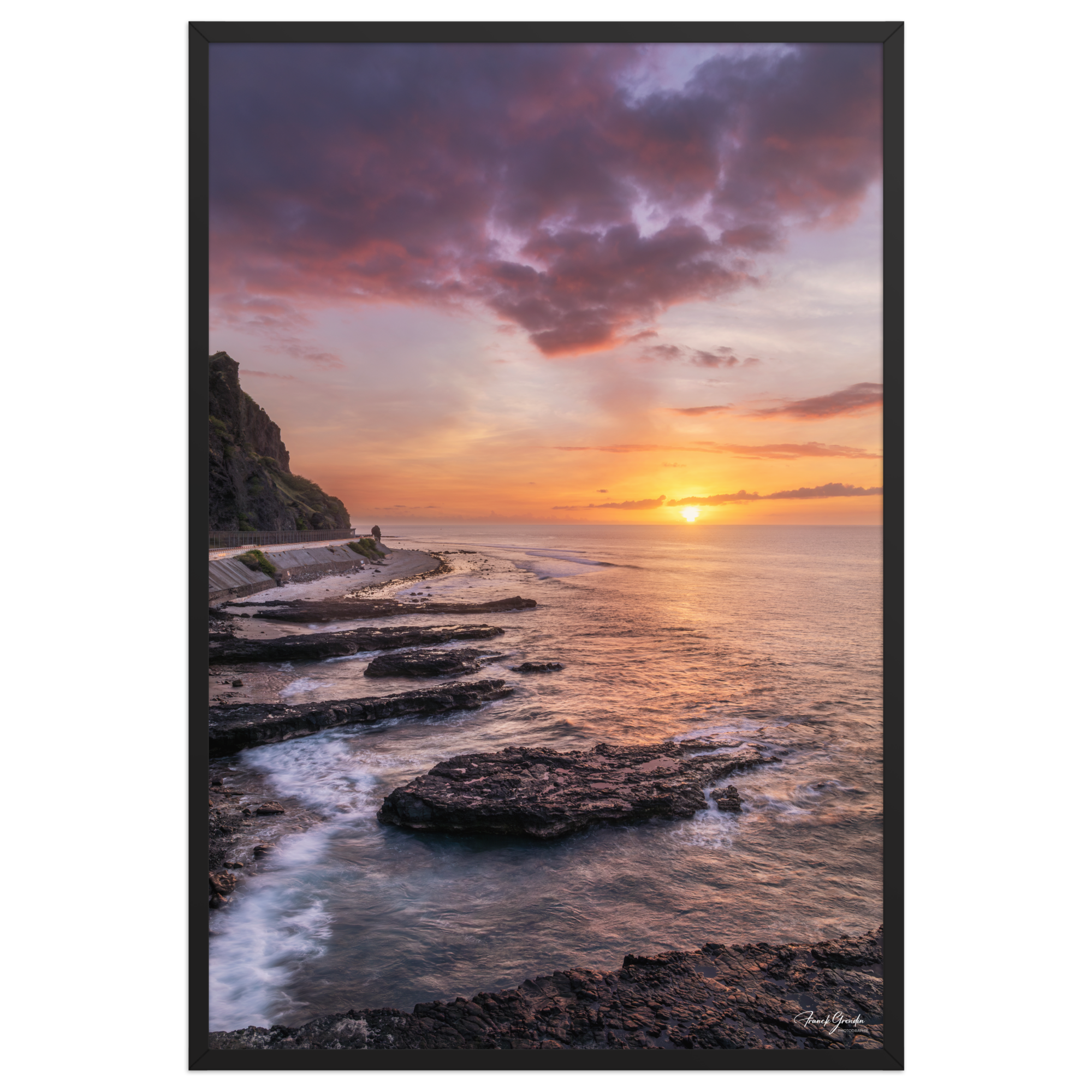 Affiche de La Réunion Crépuscule au Cap Champagne 61 × 91 cm / Noir - photographie Franck Grondin