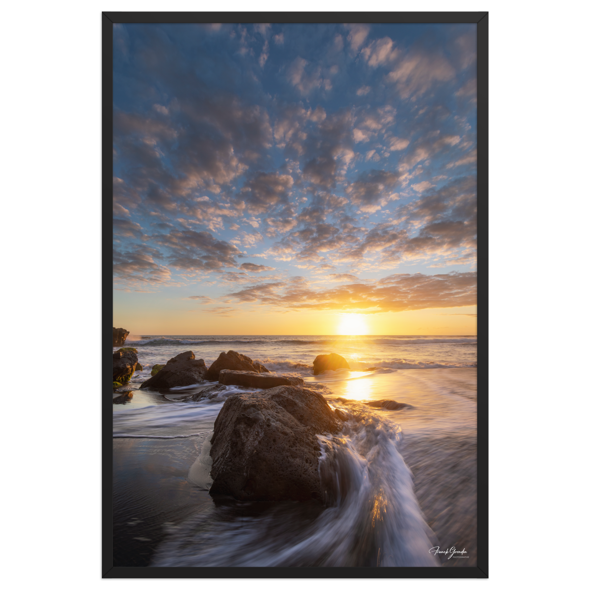Affiche de La Réunion Coucher de Soleil à la Pointe du Diable 61 × 91 cm / Noir - photographie Franck Grondin