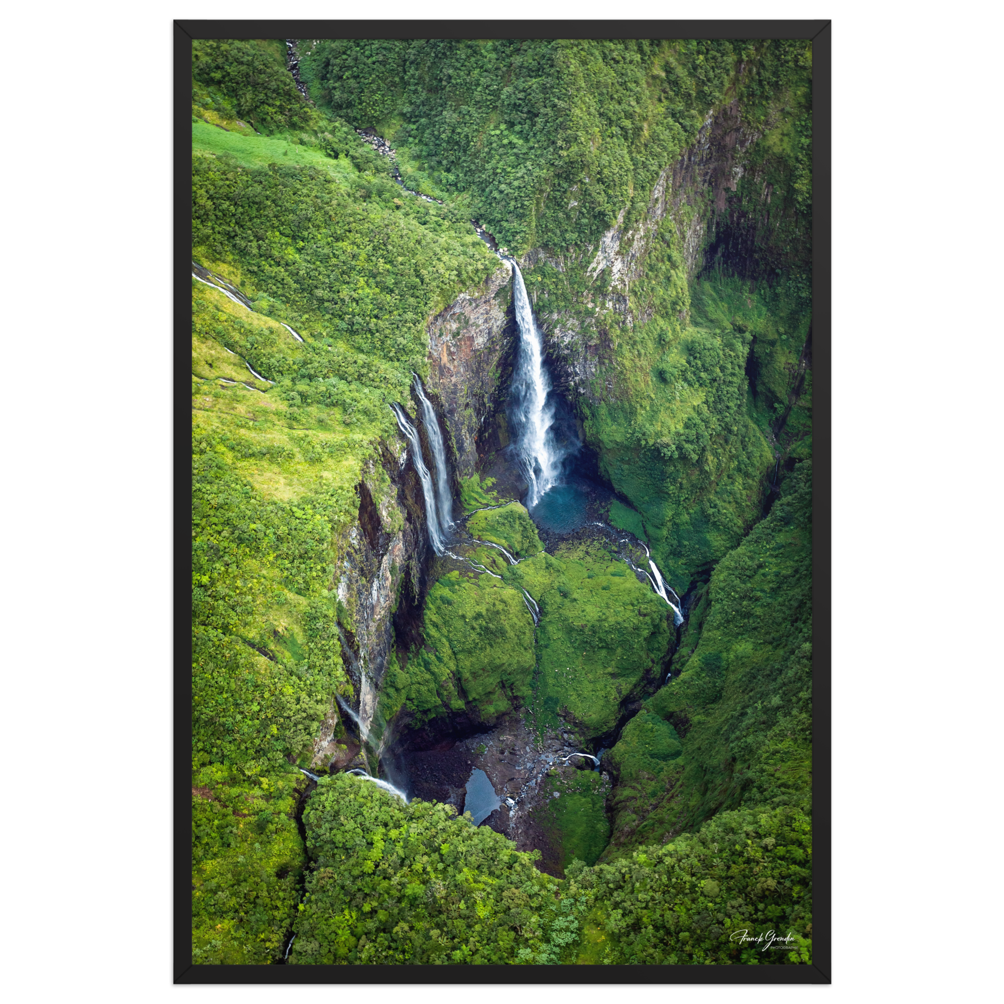 Affiche de La Réunion Le Trou de Fer vu du Ciel 61 × 91 cm / Noir - photographie Franck Grondin
