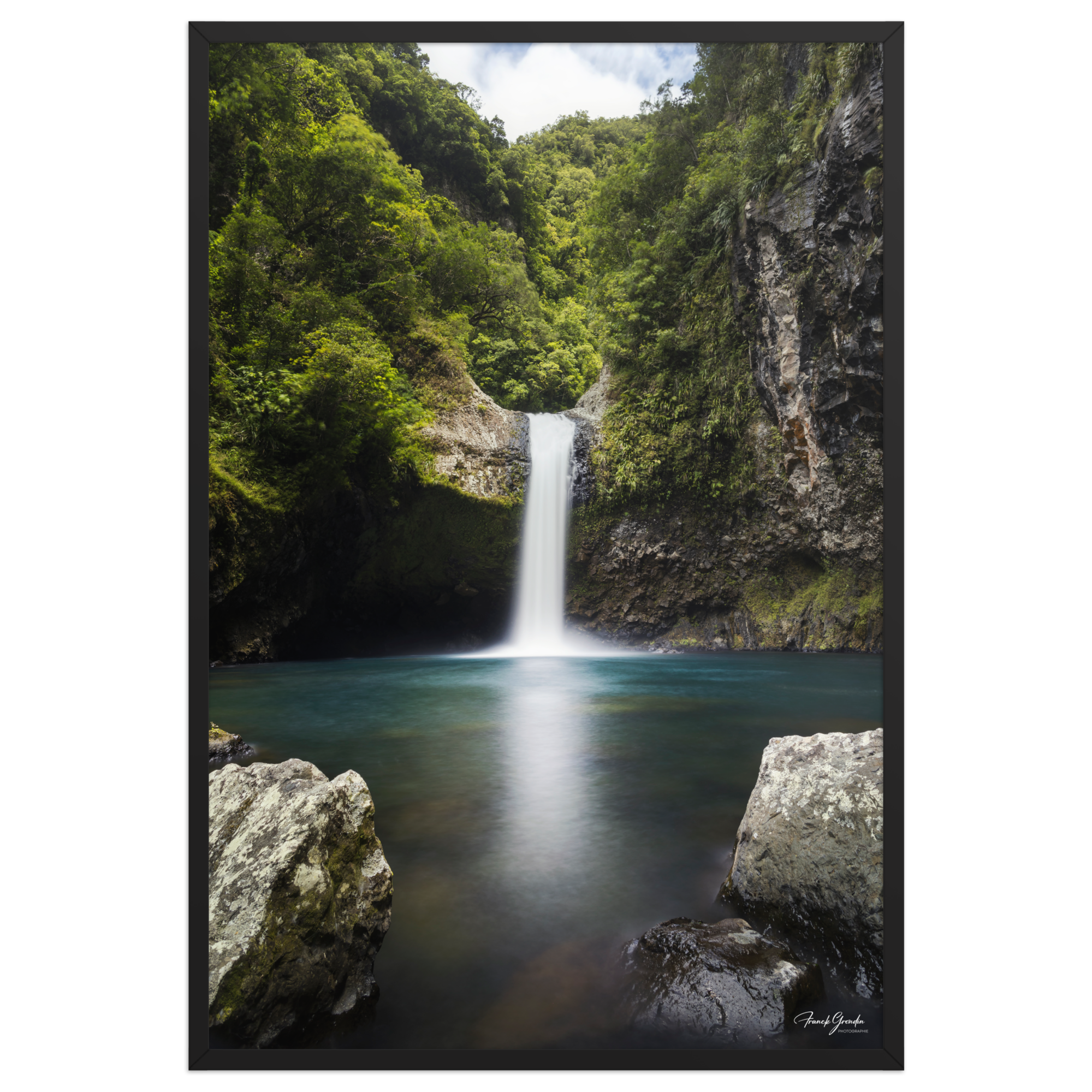 Affiche de La Réunion Cascade de Takamaka 61 × 91 cm / Noir - photographie Franck Grondin