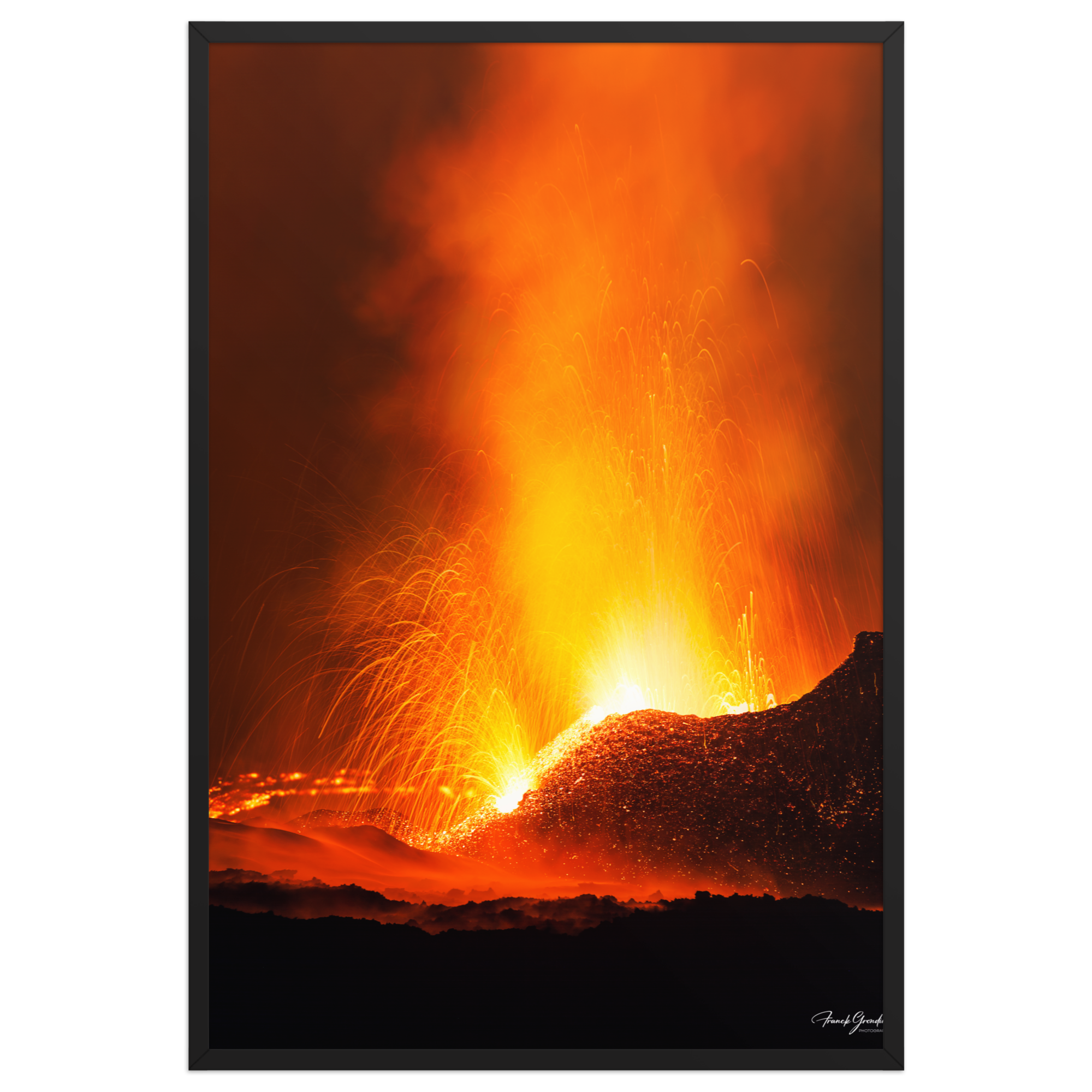 Affiche de La Réunion Fontaines de Lave, Mai 2015 61 × 91 cm / Noir - photographie Franck Grondin