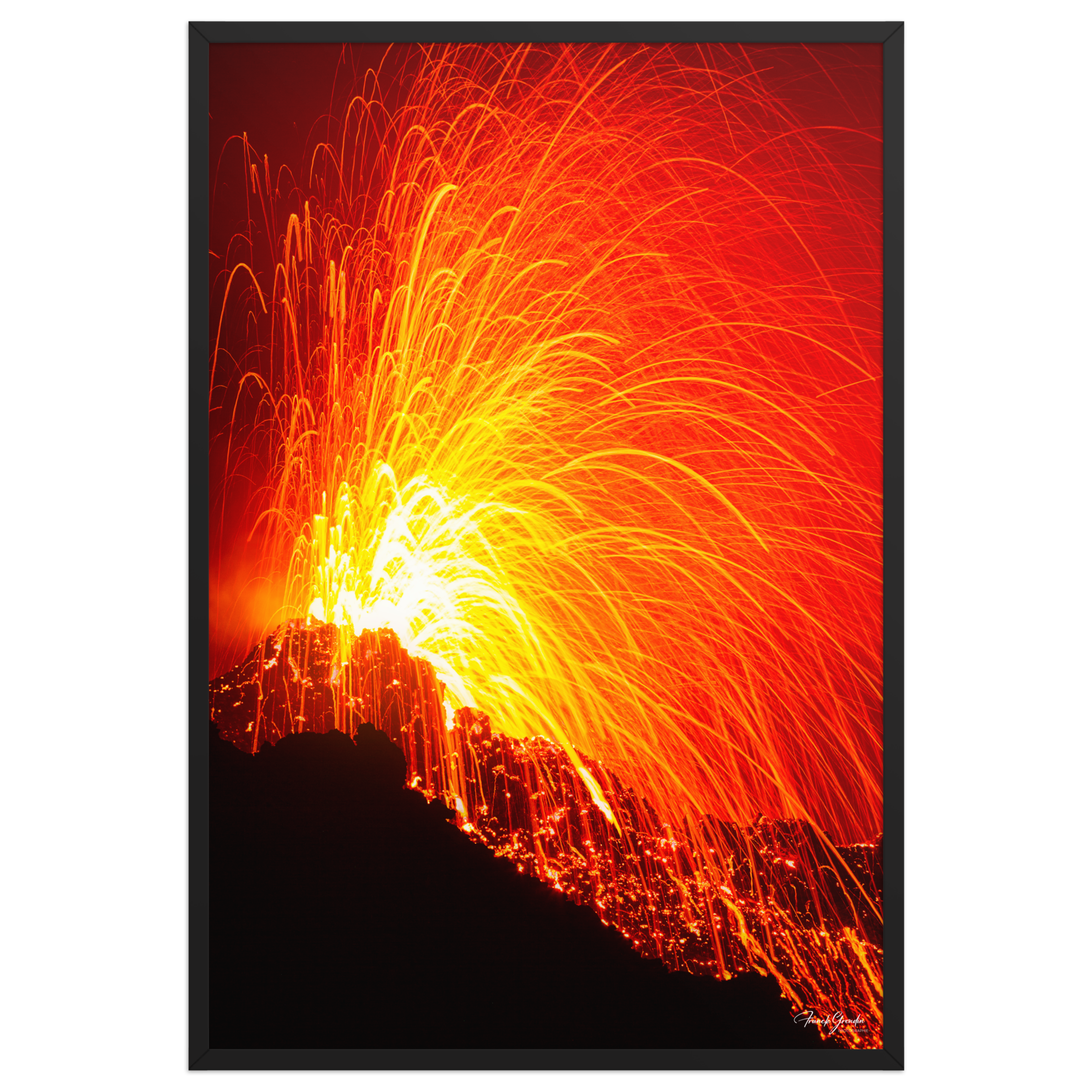 Affiche de La Réunion Éruption de Février 2015 61 × 91 cm / Noir - photographie Franck Grondin