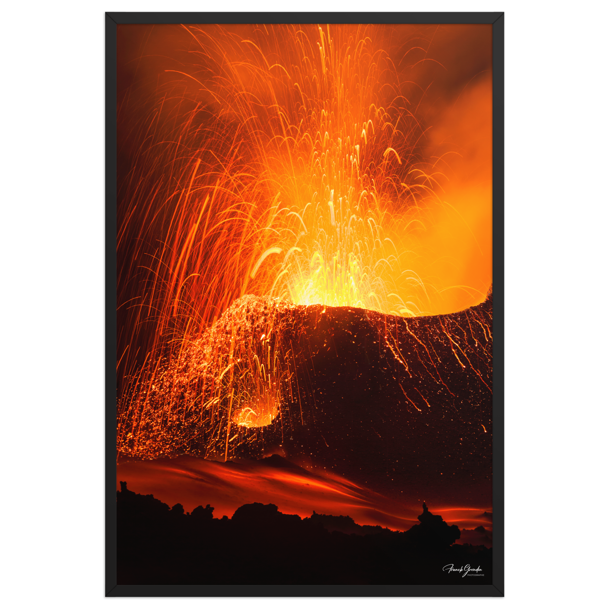 Affiche de La Réunion Éruption de Mai 2015 61 × 91 cm / Noir - photographie Franck Grondin