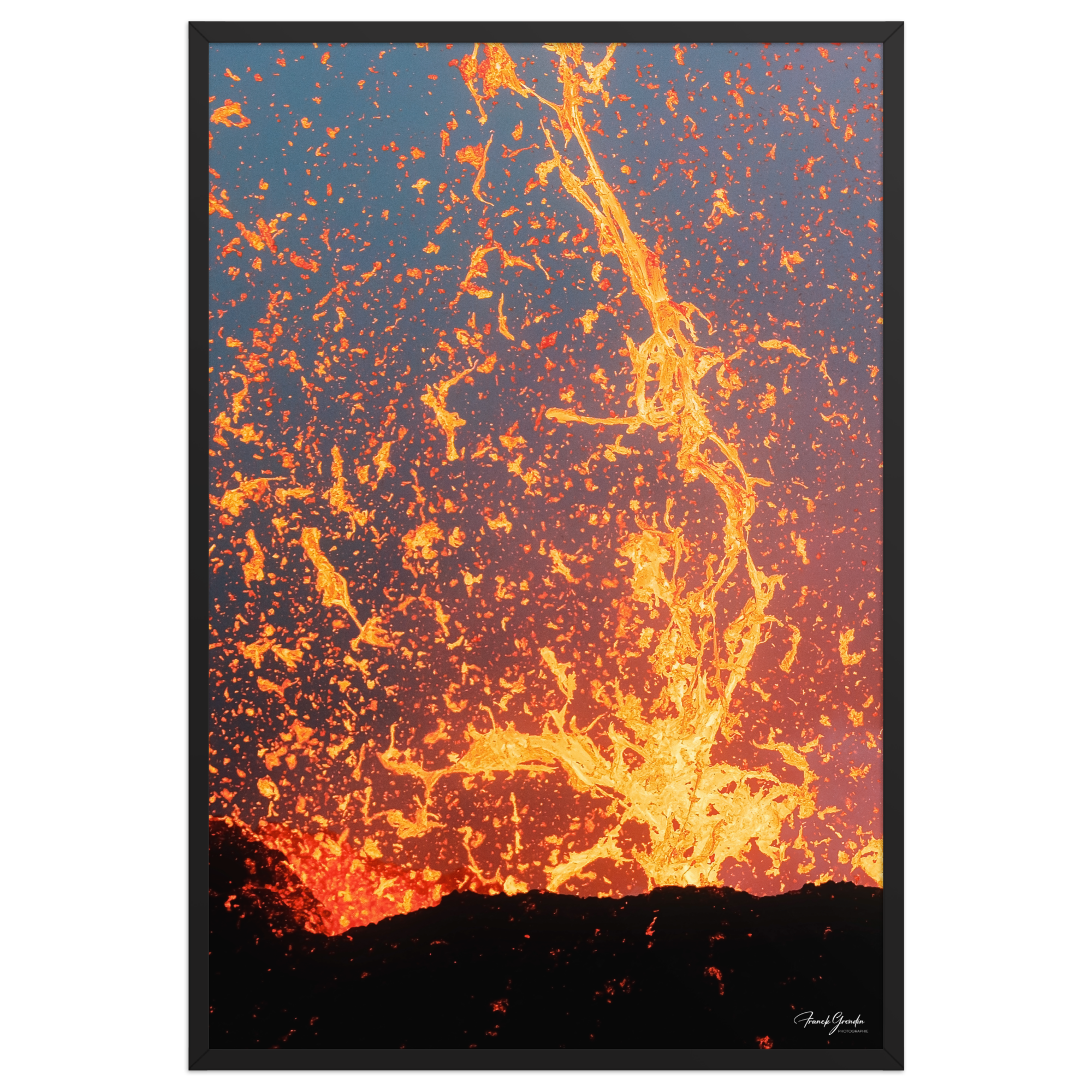 Affiche de La Réunion Fontaine de Lave, Août 2015 61 × 91 cm / Noir - photographie Franck Grondin