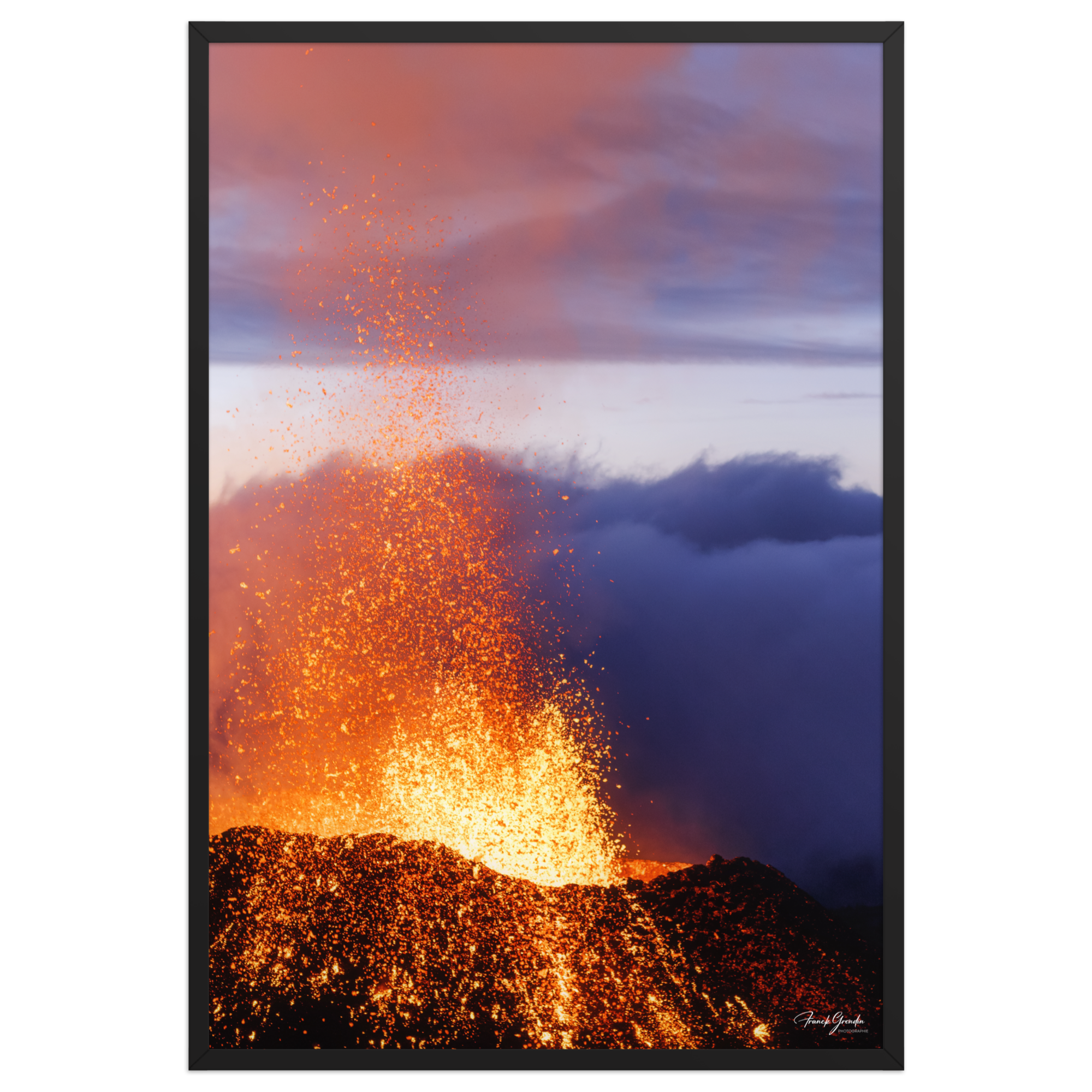 Affiche de La Réunion Rivière de Lave, Août 2015 61 × 91 cm / Noir - photographie Franck Grondin