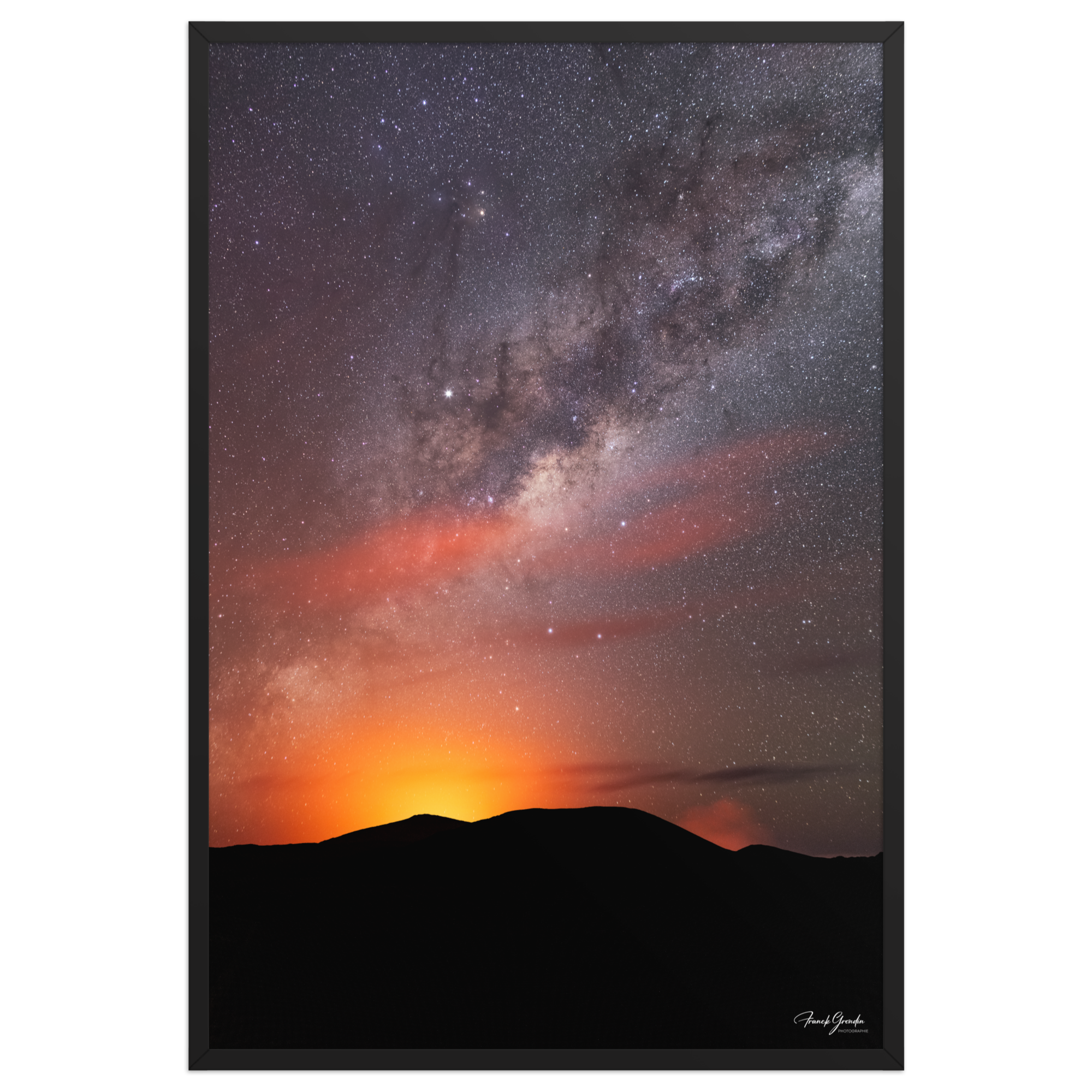Affiche de La Réunion Éruption sous les Étoiles, Février 2019 61 × 91 cm / Noir - photographie Franck Grondin