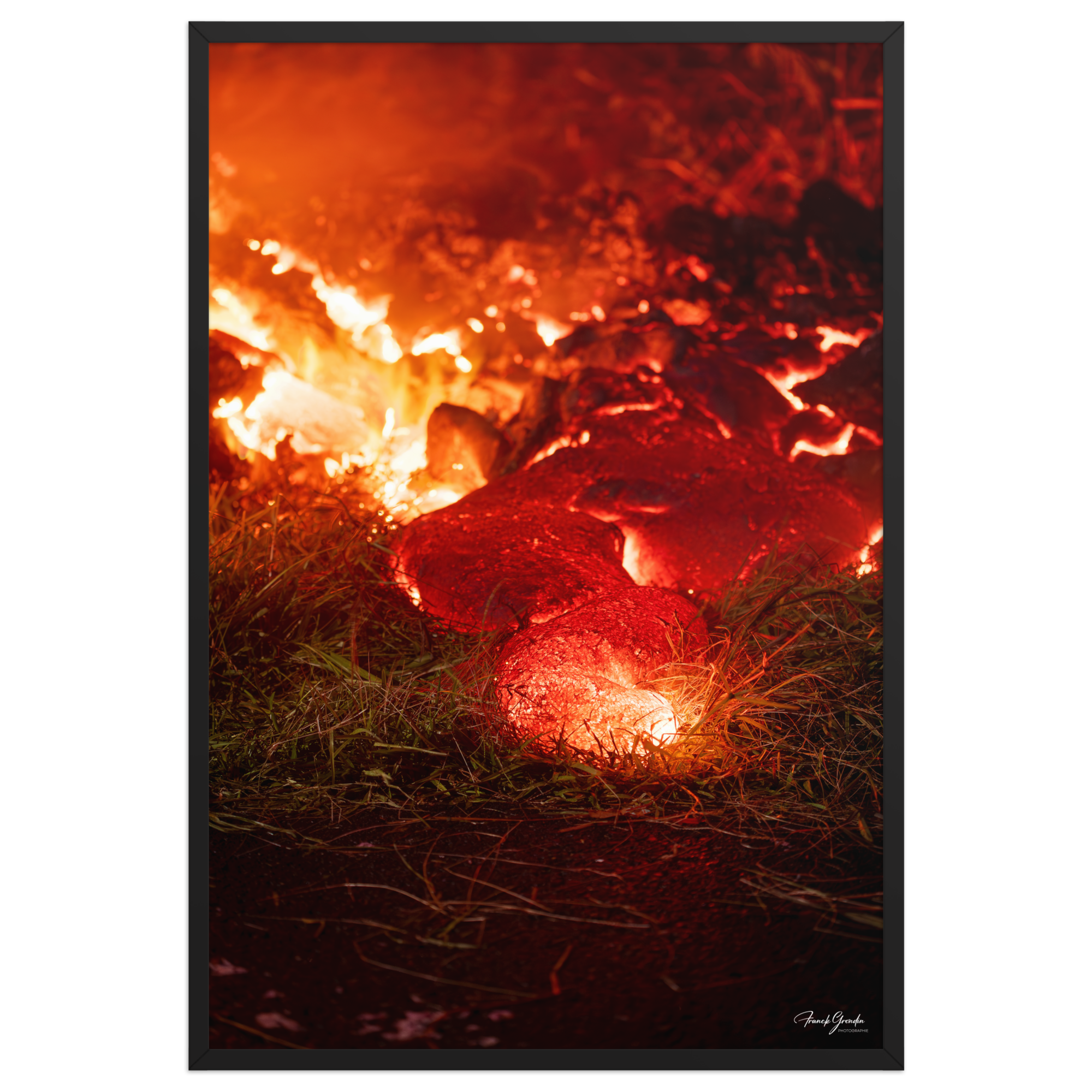 Affiche de La Réunion Éruption de Février 2026 61 × 91 cm / Noir - photographie Franck Grondin