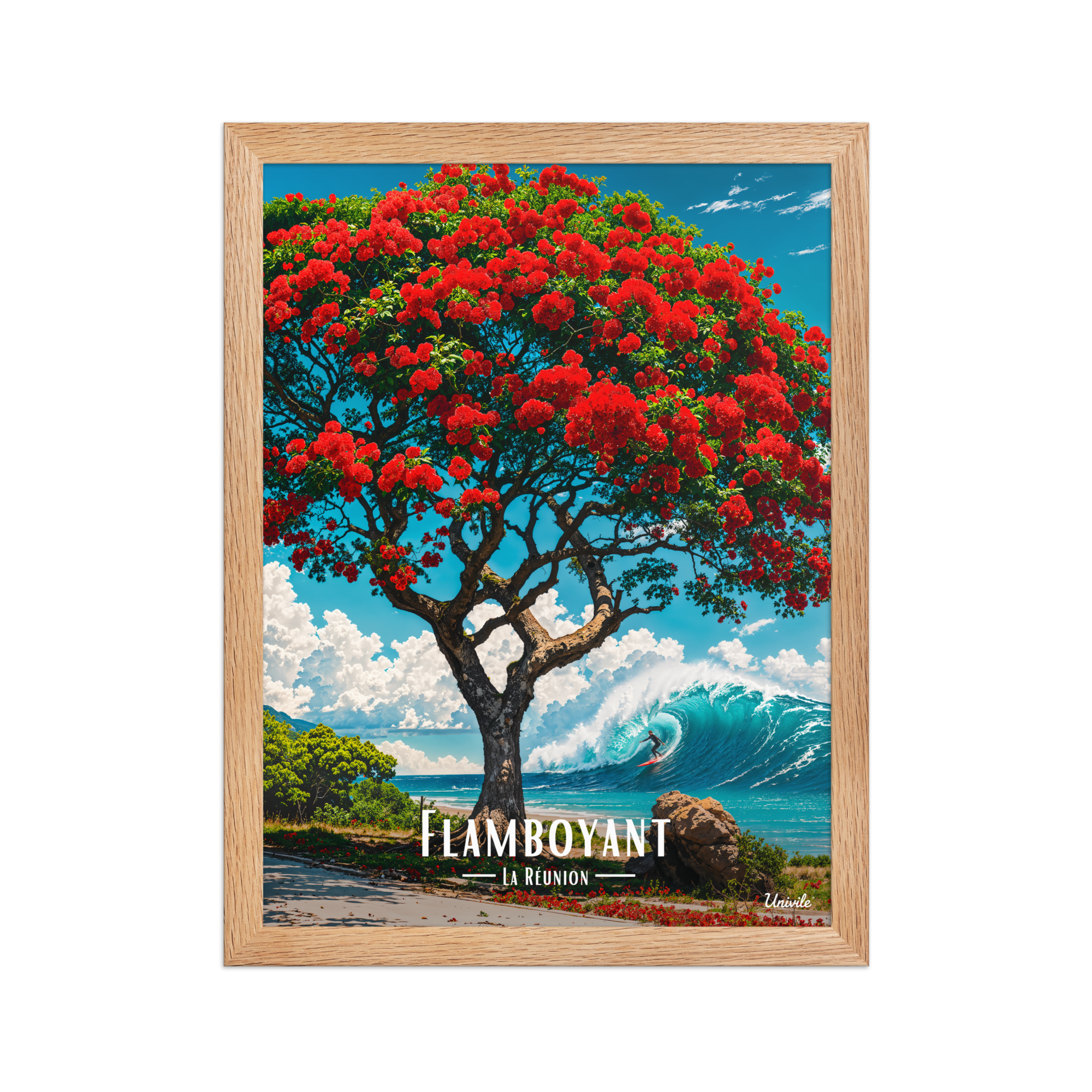 Affiche de La Réunion Flamboyant du Lagon 30 × 40 cm / Oak - Univile La Réunion