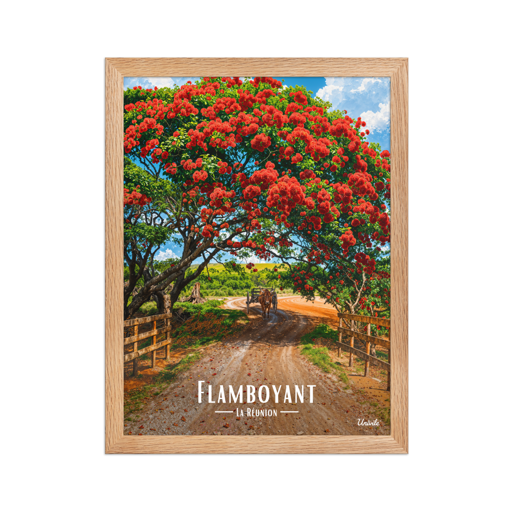 Affiche de la Réunion Flamboyant des champs 30 × 40 cm / Oak - Univile