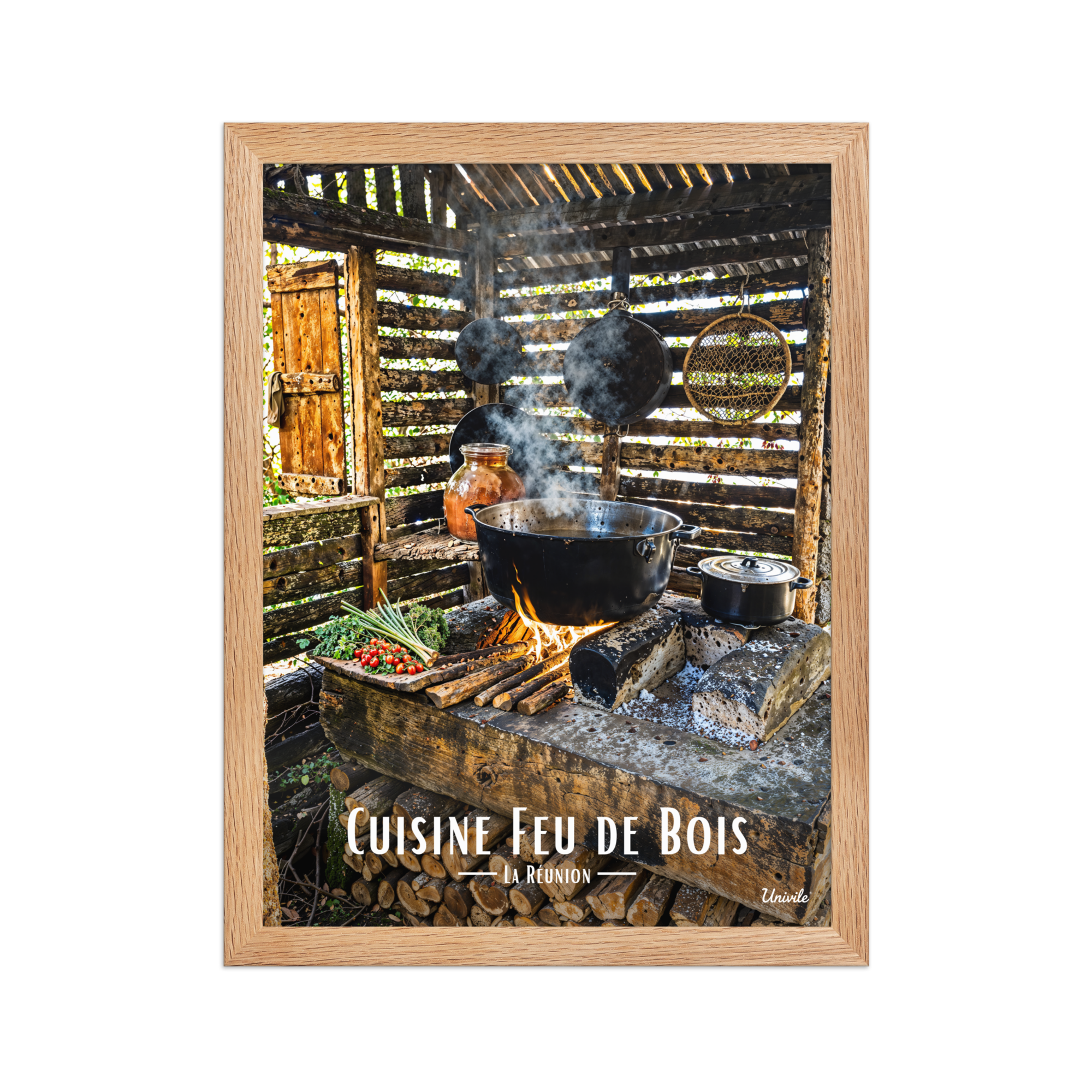 Affiche de la Réunion Cuisine Feu de Bois 30 × 40 cm / Oak - Univile