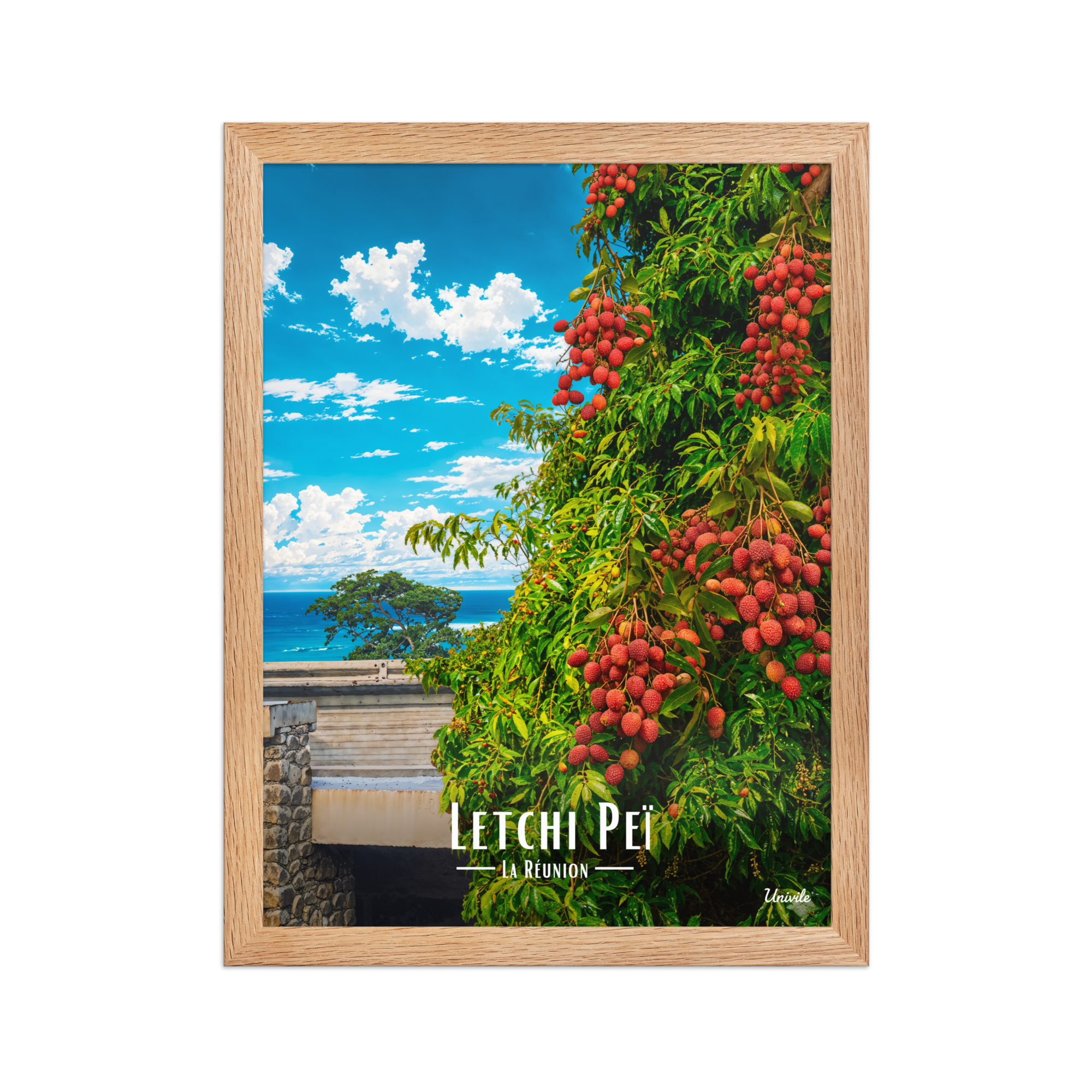Affiche de la Réunion Letchi Péi 30 × 40 cm / Oak - Univile