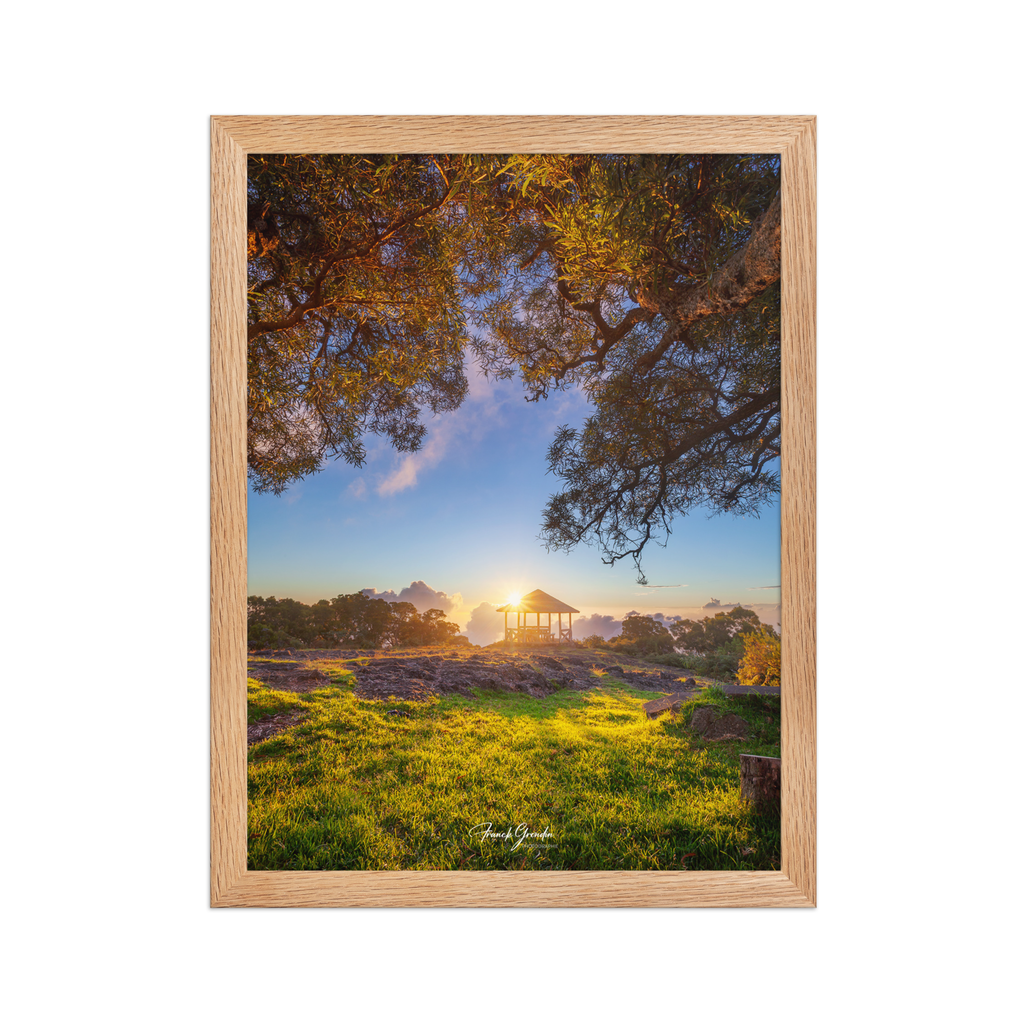 Affiche de La Réunion Sunset Kiosque Maïdo 30×40 cm / Oak - Univile La Réunion