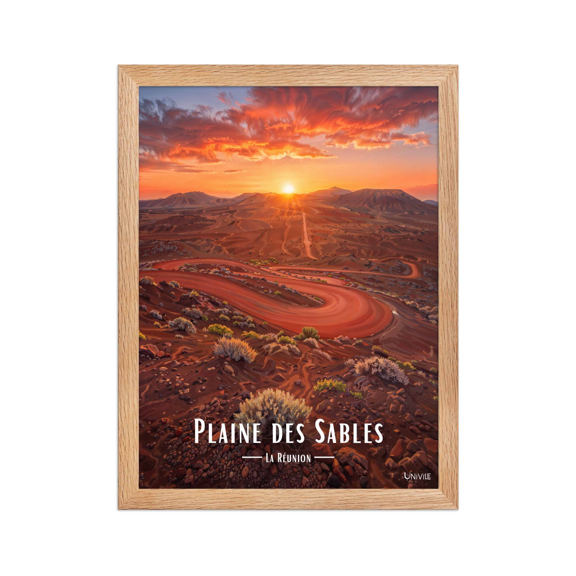 Affiche de La Réunion Plaine des Sables 30 × 40 cm / Oak - Univile La Réunion