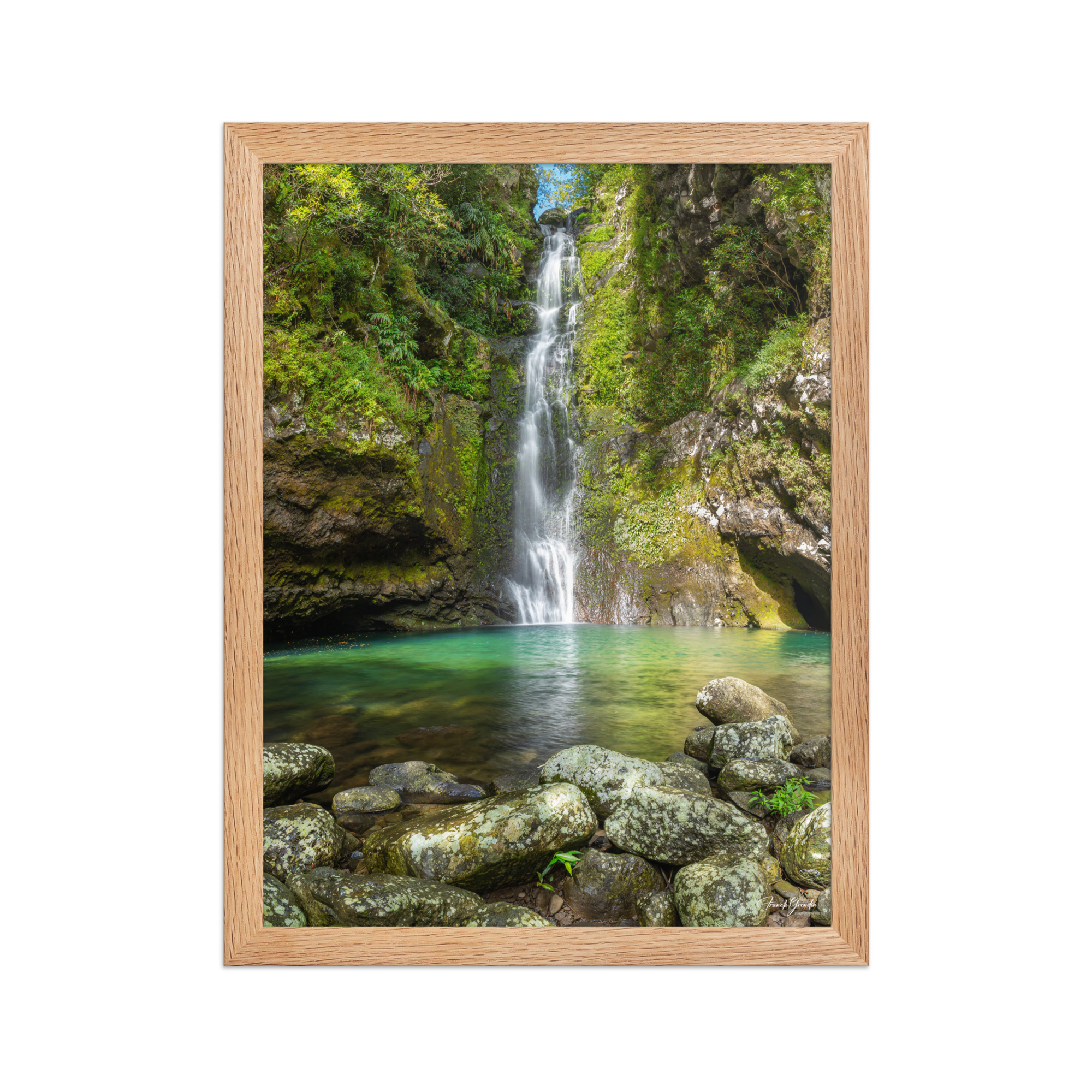 Affiche de La Réunion Cascade du Bassin Chouchou 30 × 40 cm / Oak - photographie Franck Grondin