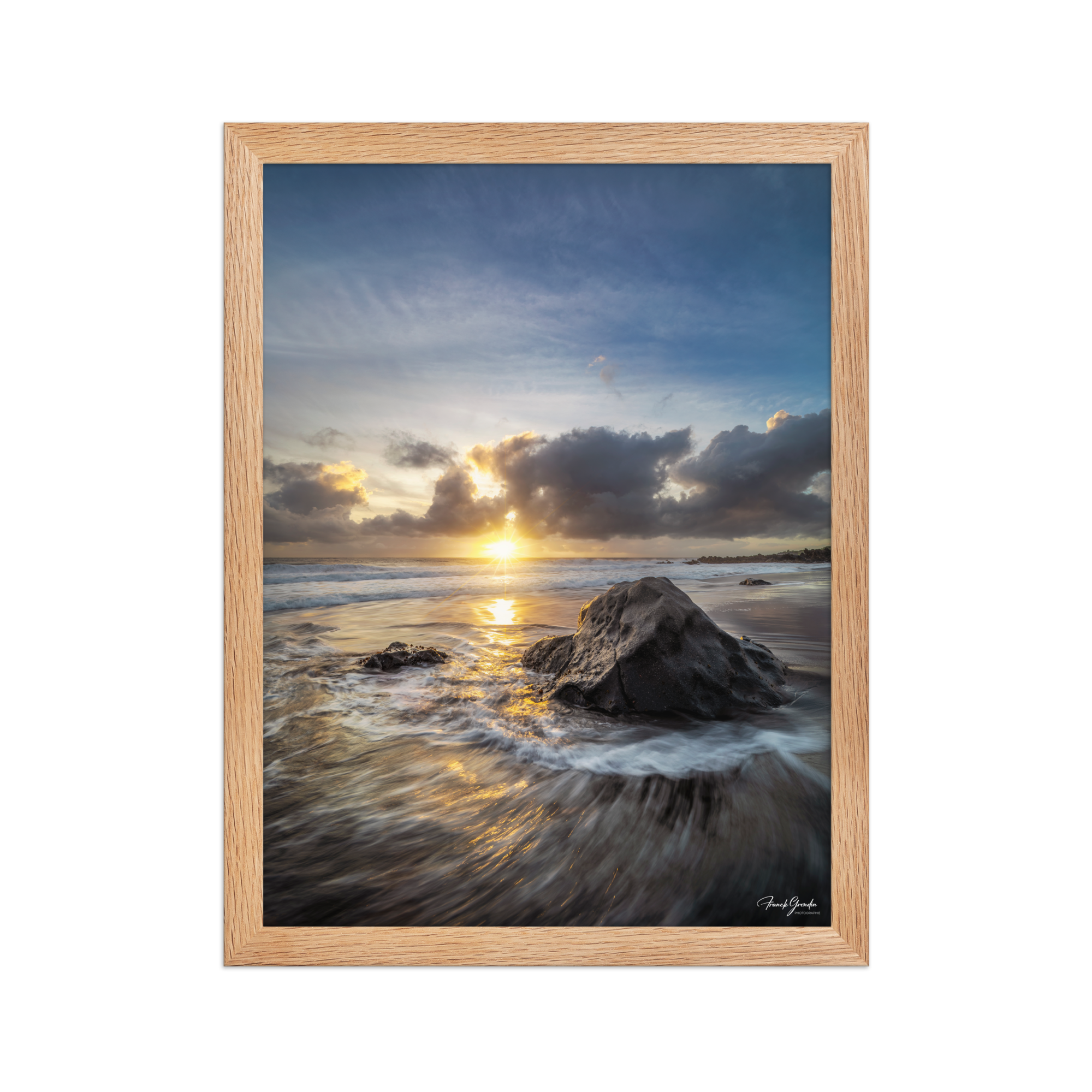 Affiche de La Réunion Coucher de Soleil sur Bois Blanc 30 × 40 cm / Oak - photographie Franck Grondin