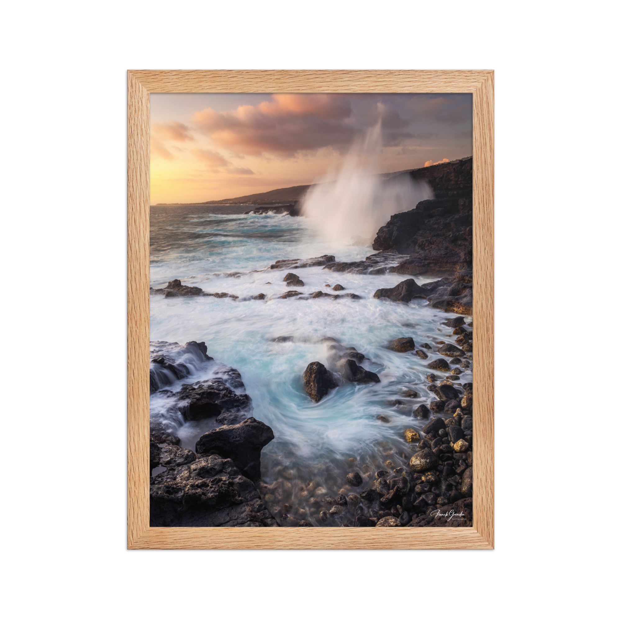Affiche de La Réunion Coucher de Soleil à la Pointe des Châteaux 30 × 40 cm / Oak - photographie Franck Grondin