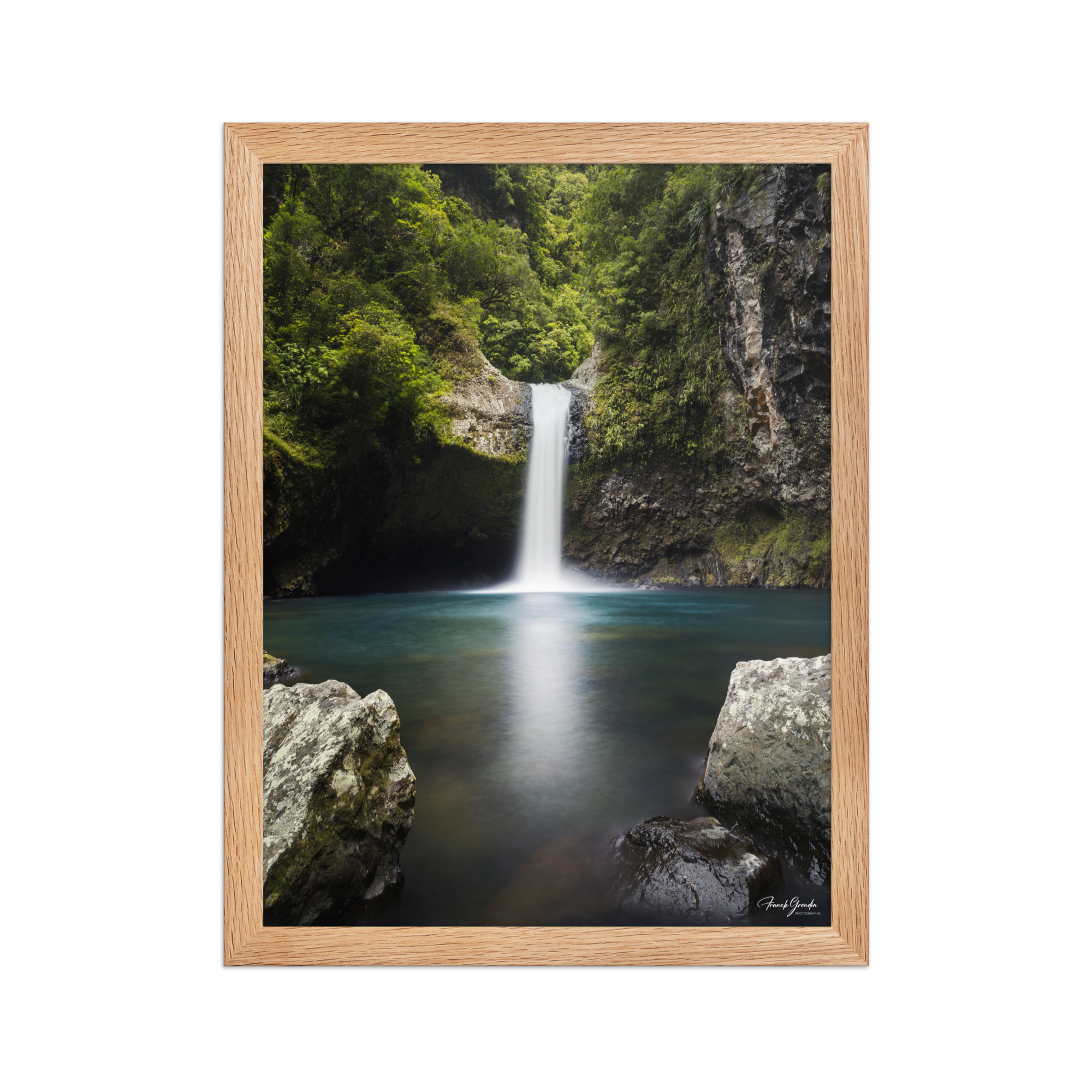 Affiche de La Réunion Cascade de Takamaka 30 × 40 cm / Oak - photographie Franck Grondin