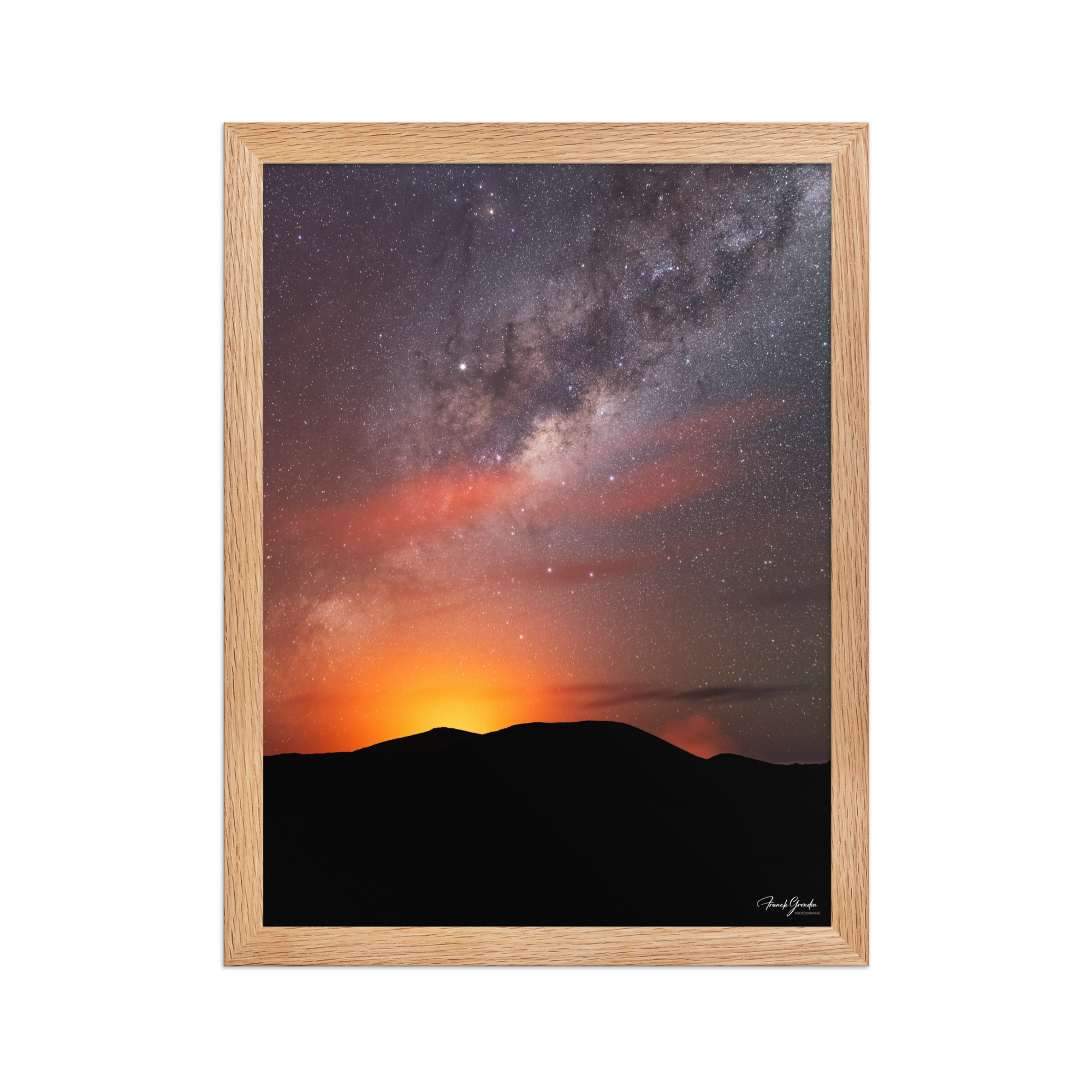 Affiche de La Réunion Éruption sous les Étoiles, Février 2019 30 × 40 cm / Oak - photographie Franck Grondin