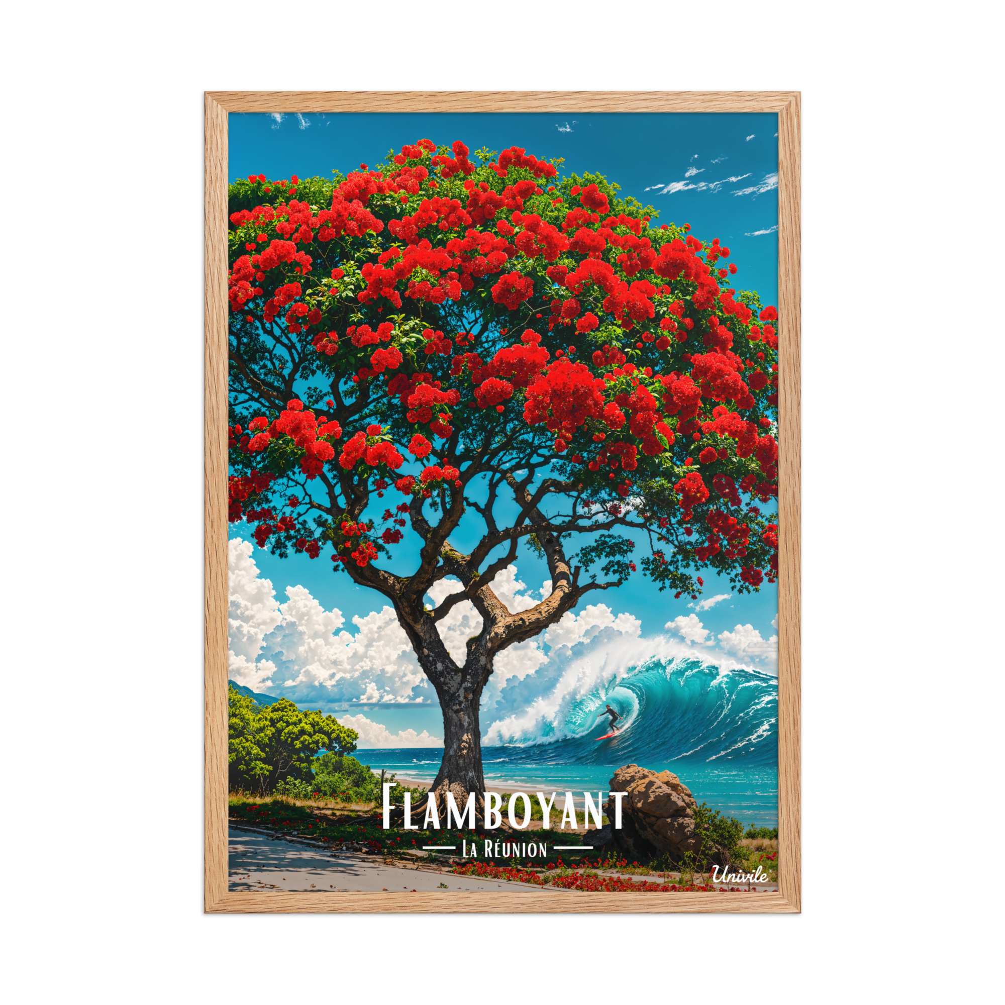 Affiche de La Réunion Flamboyant du Lagon 50 × 70 cm / Oak - Univile La Réunion