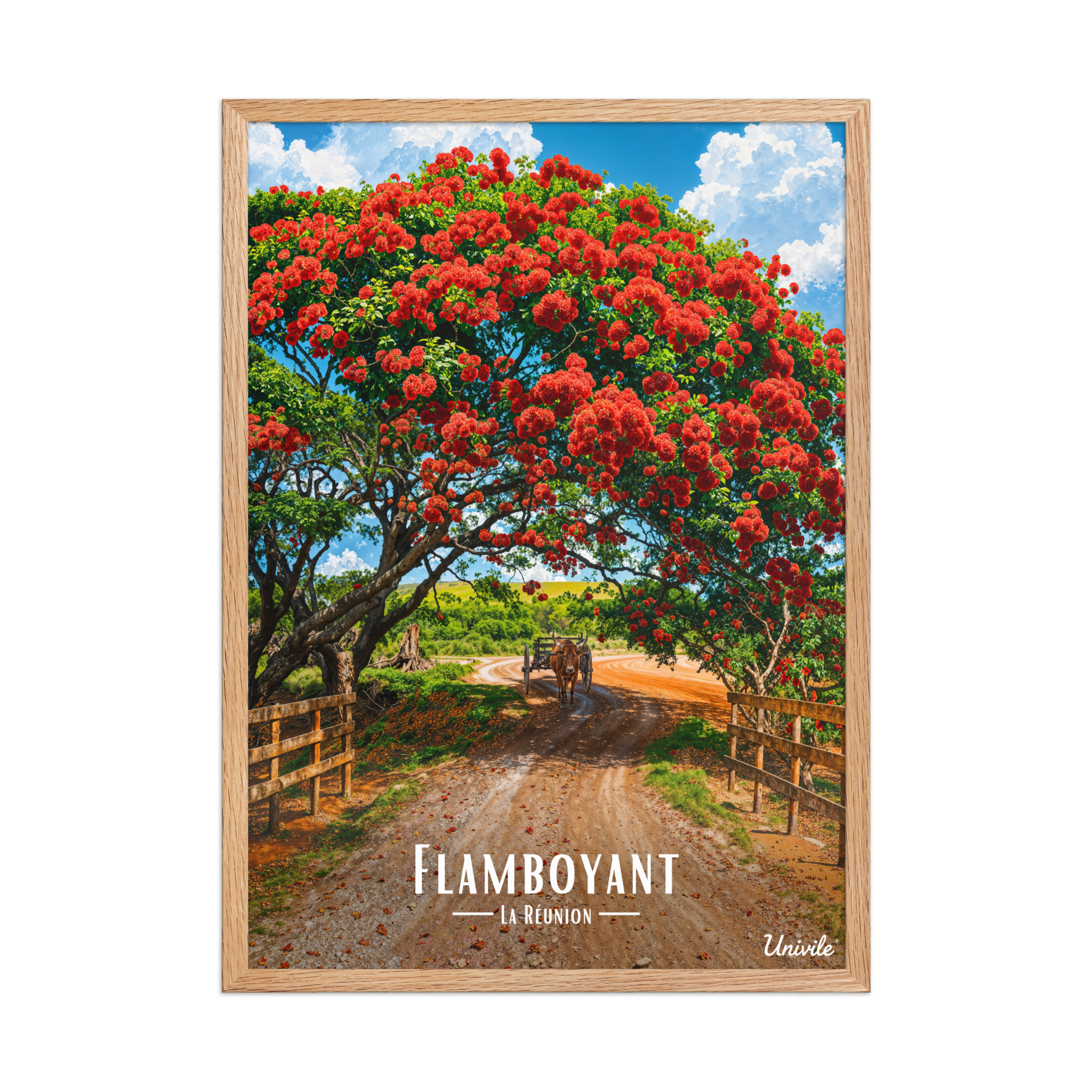 Affiche de la Réunion Flamboyant des champs 50 × 70 cm / Oak - Univile