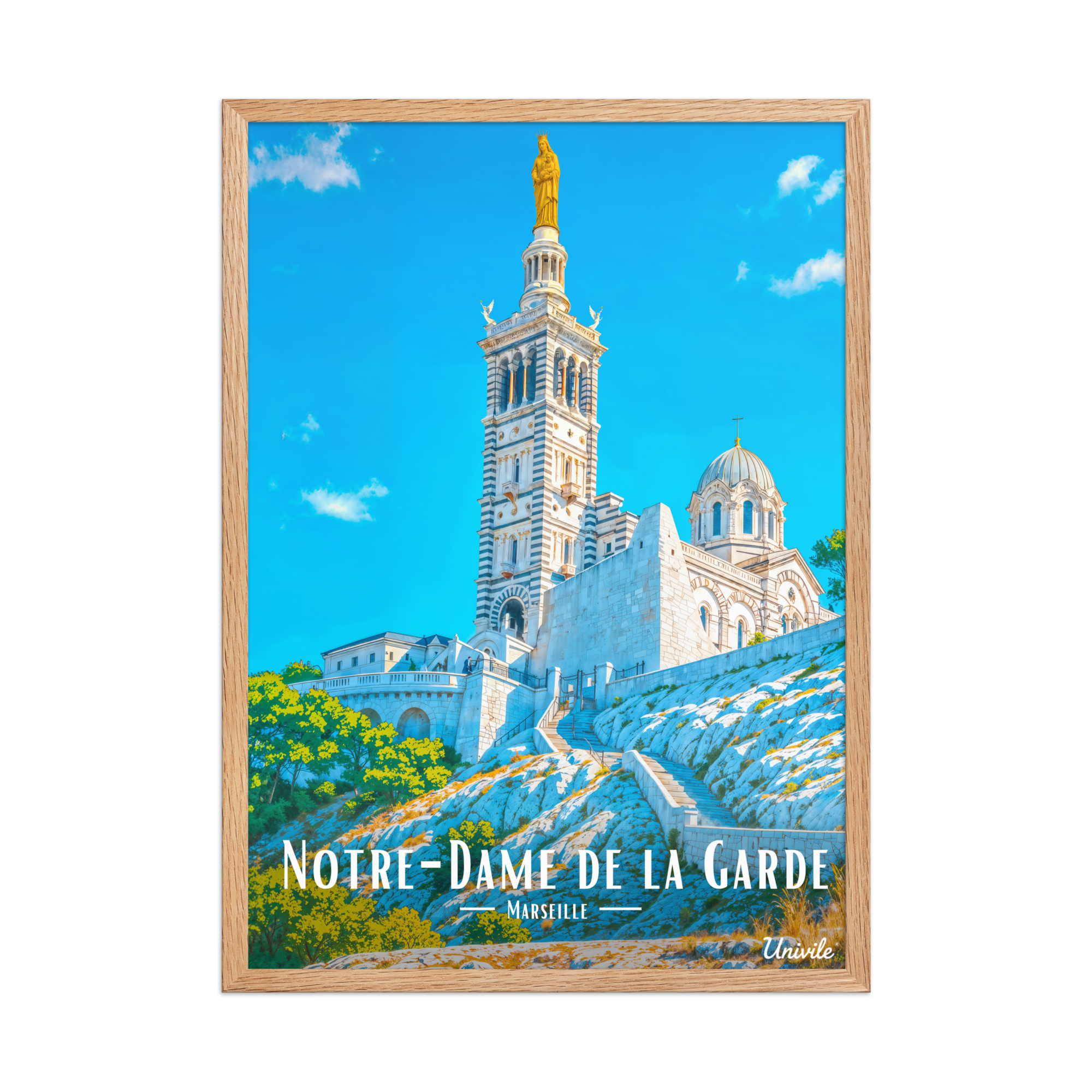 Affiche de Marseille Notre-Dame de la Garde 50 × 70 cm / Oak - Univile
