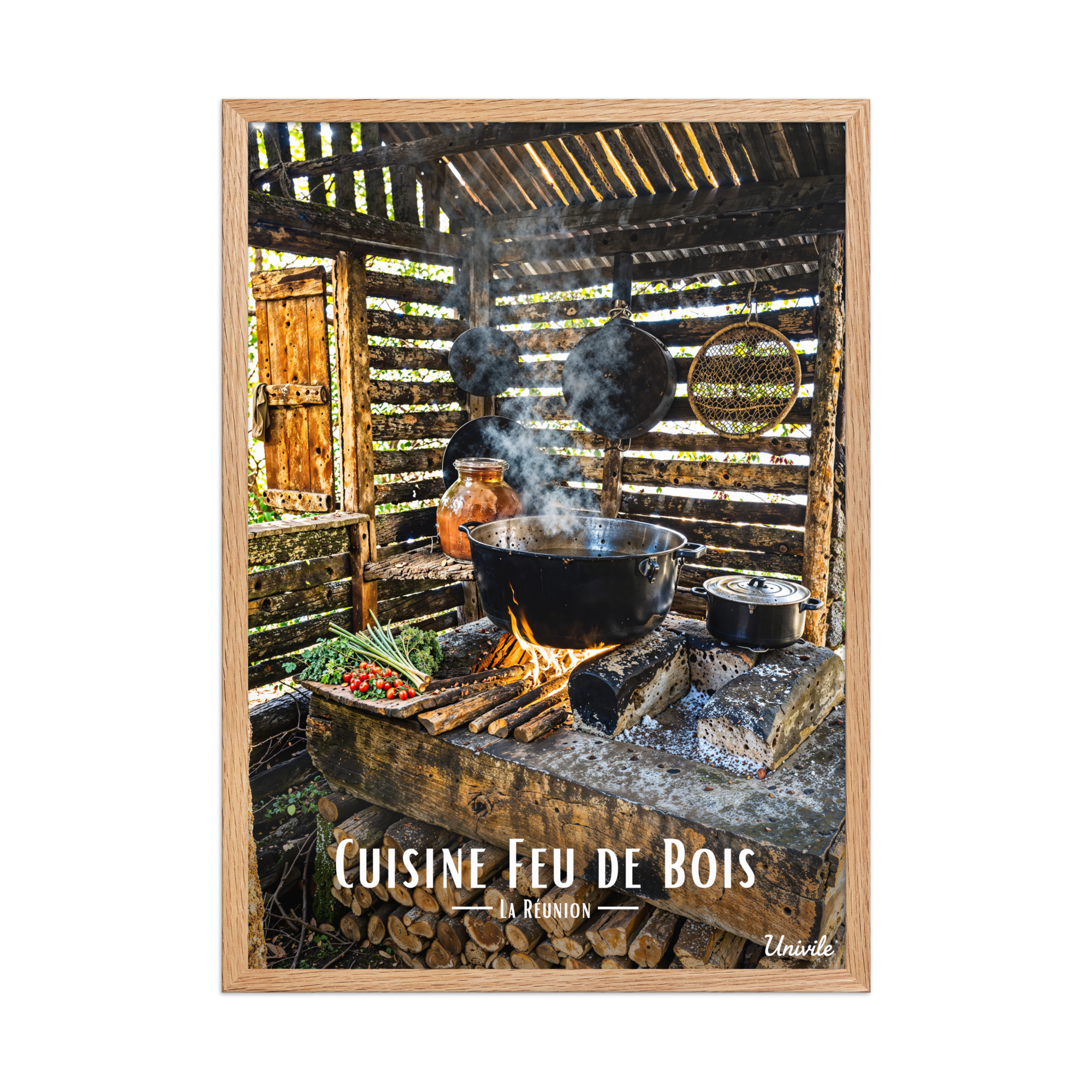 Affiche de la Réunion Cuisine Feu de Bois 50 × 70 cm / Oak - Univile
