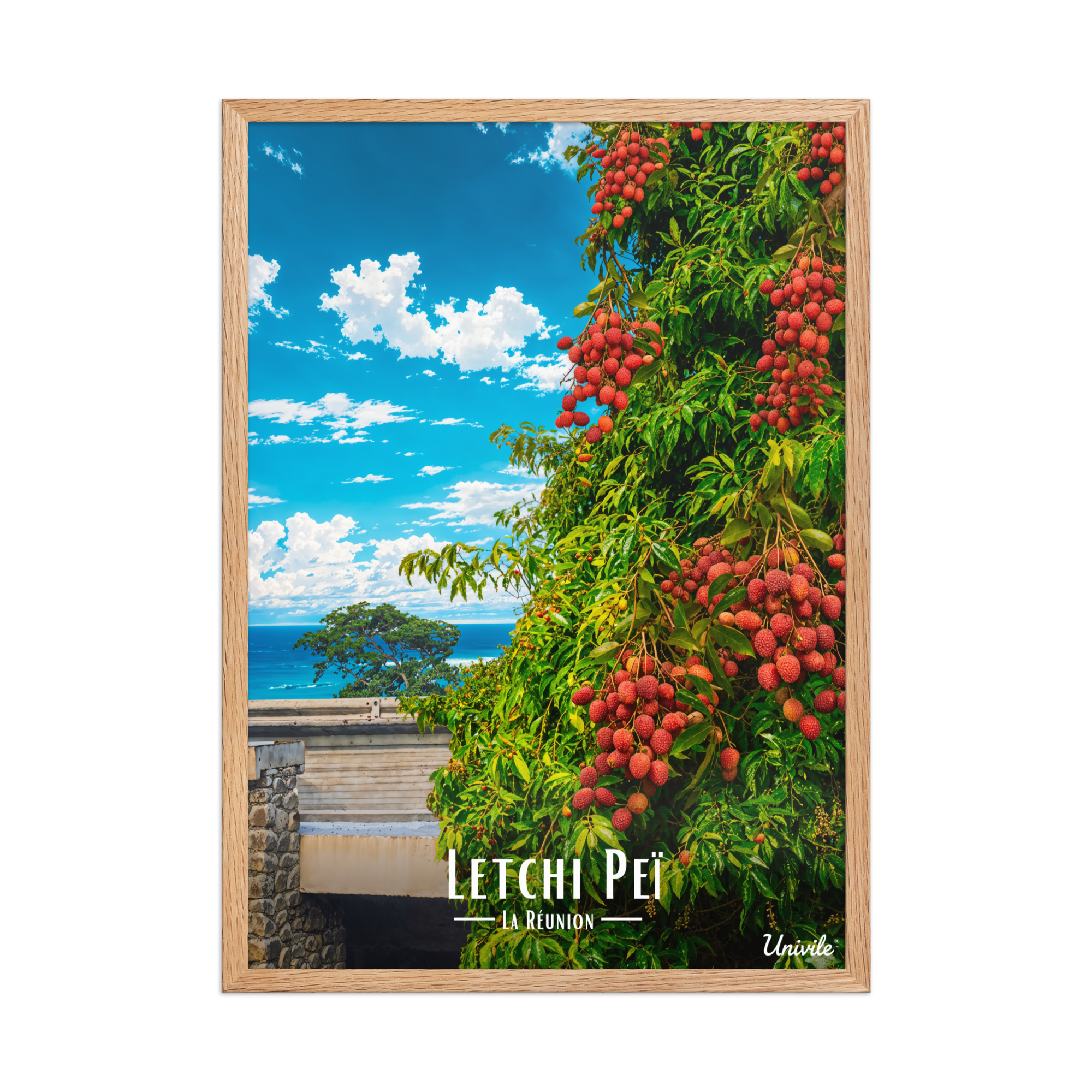 Affiche de la Réunion Letchi Péi 50 × 70 cm / Oak - Univile