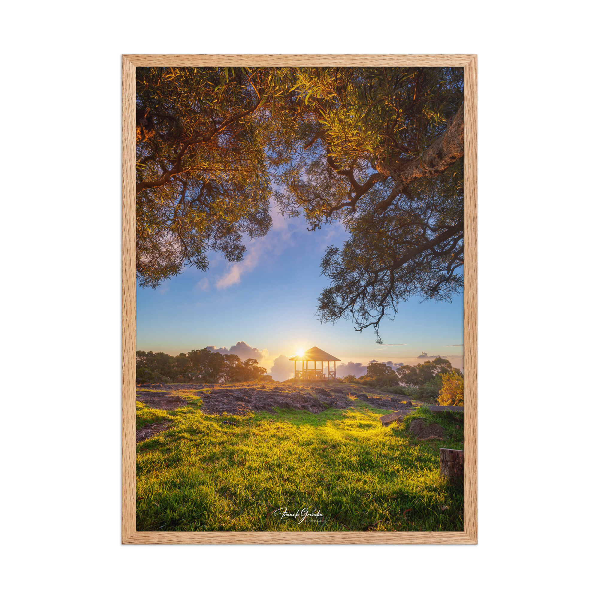 Affiche de La Réunion Sunset Kiosque Maïdo 50×70 cm / Oak - Univile La Réunion