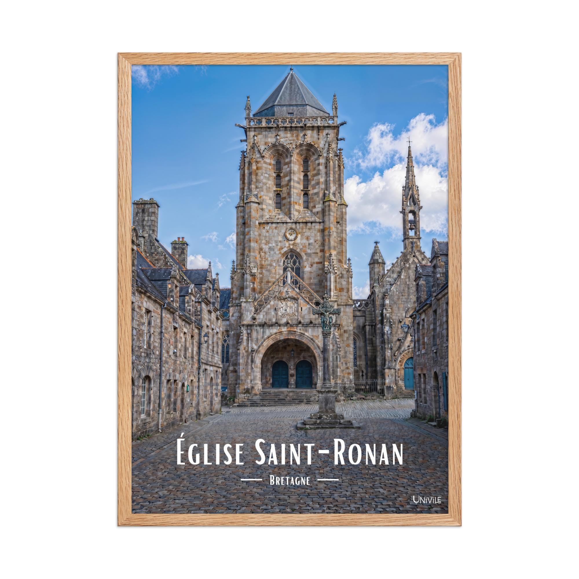 Affiche de Bretagne Église Saint-Ronan 50×70 cm / Oak - Univile Bretagne