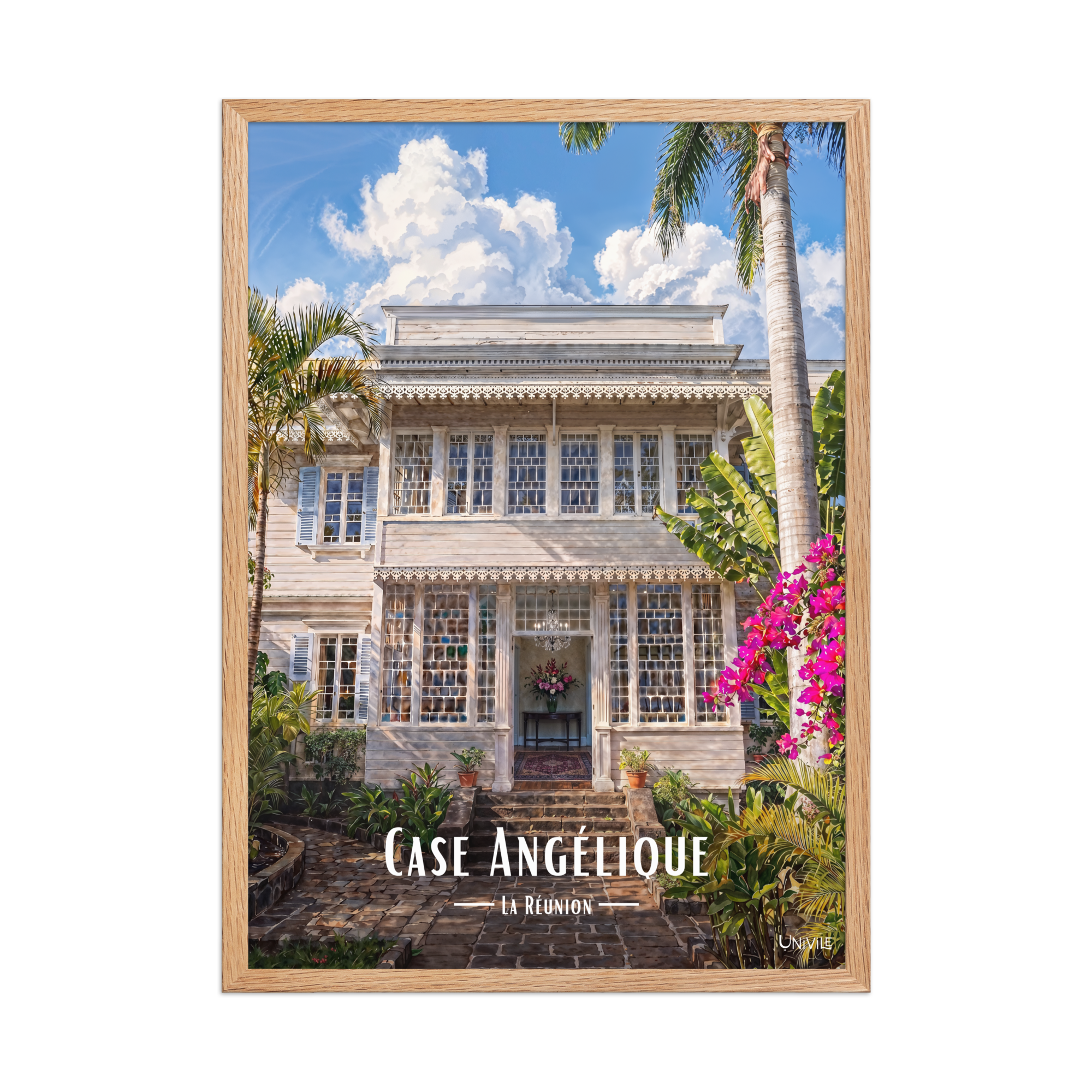 Affiche de La Réunion Case Angélique 50 × 70 cm / Oak - Univile La Réunion