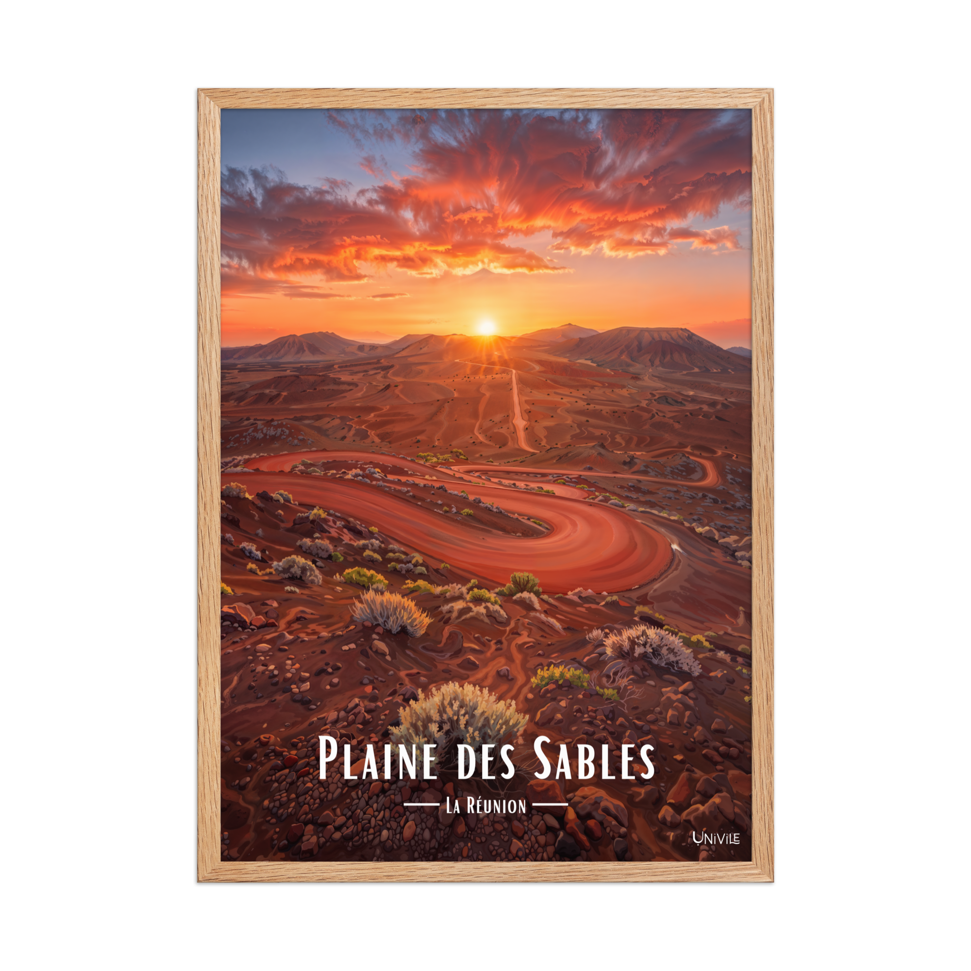 Affiche de La Réunion Plaine des Sables 50 × 70 cm / Oak - Univile La Réunion