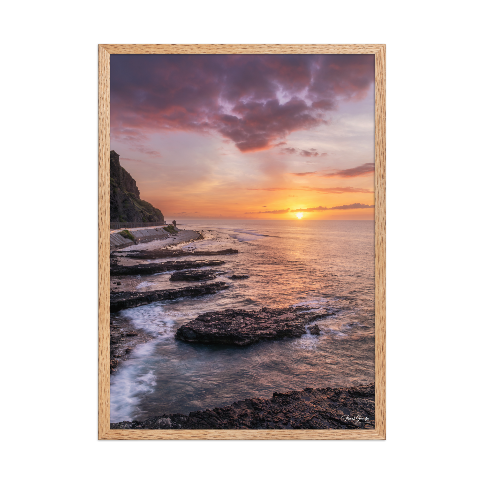 Affiche de La Réunion Crépuscule au Cap Champagne 50 × 70 cm / Oak - photographie Franck Grondin