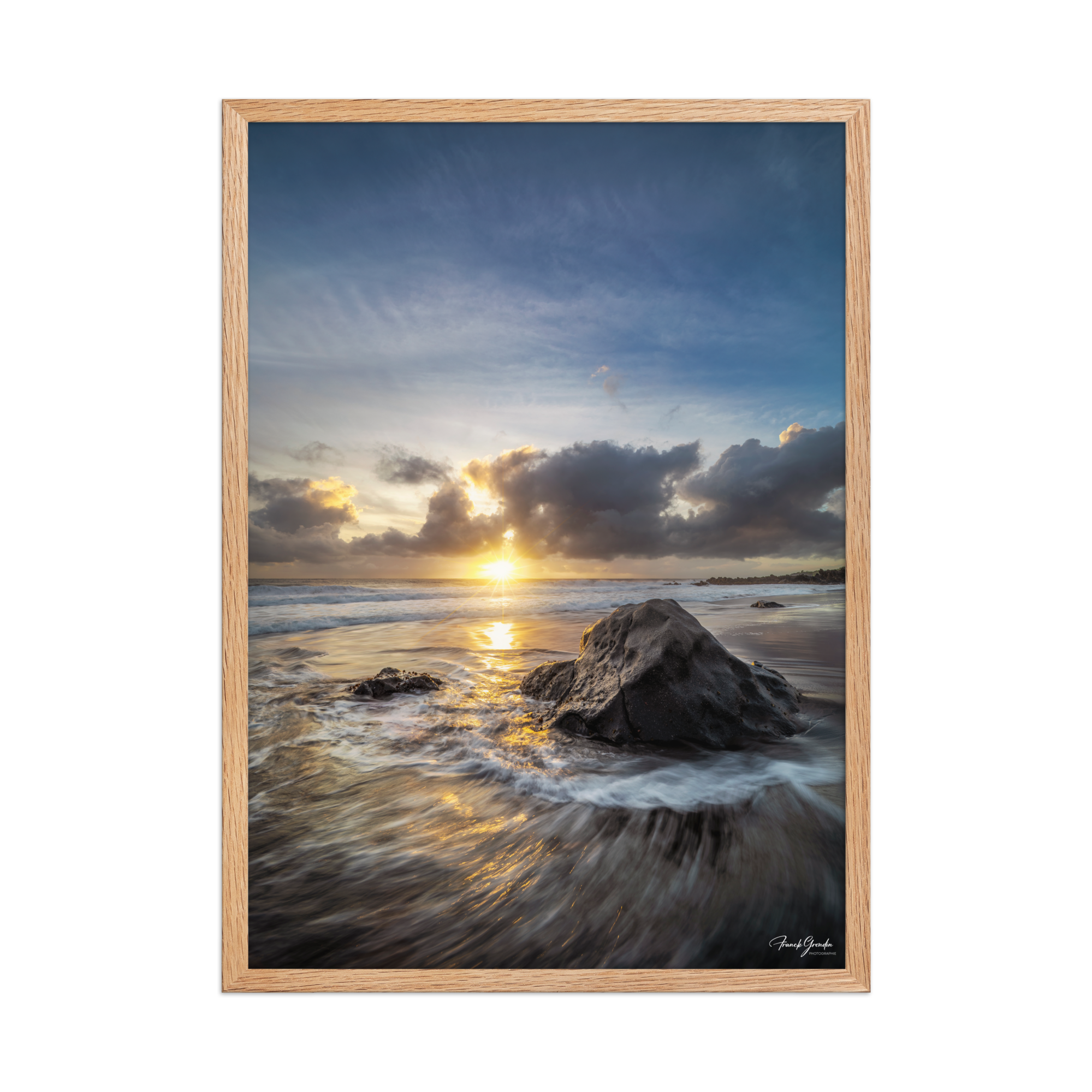 Affiche de La Réunion Coucher de Soleil sur Bois Blanc 50 × 70 cm / Oak - photographie Franck Grondin