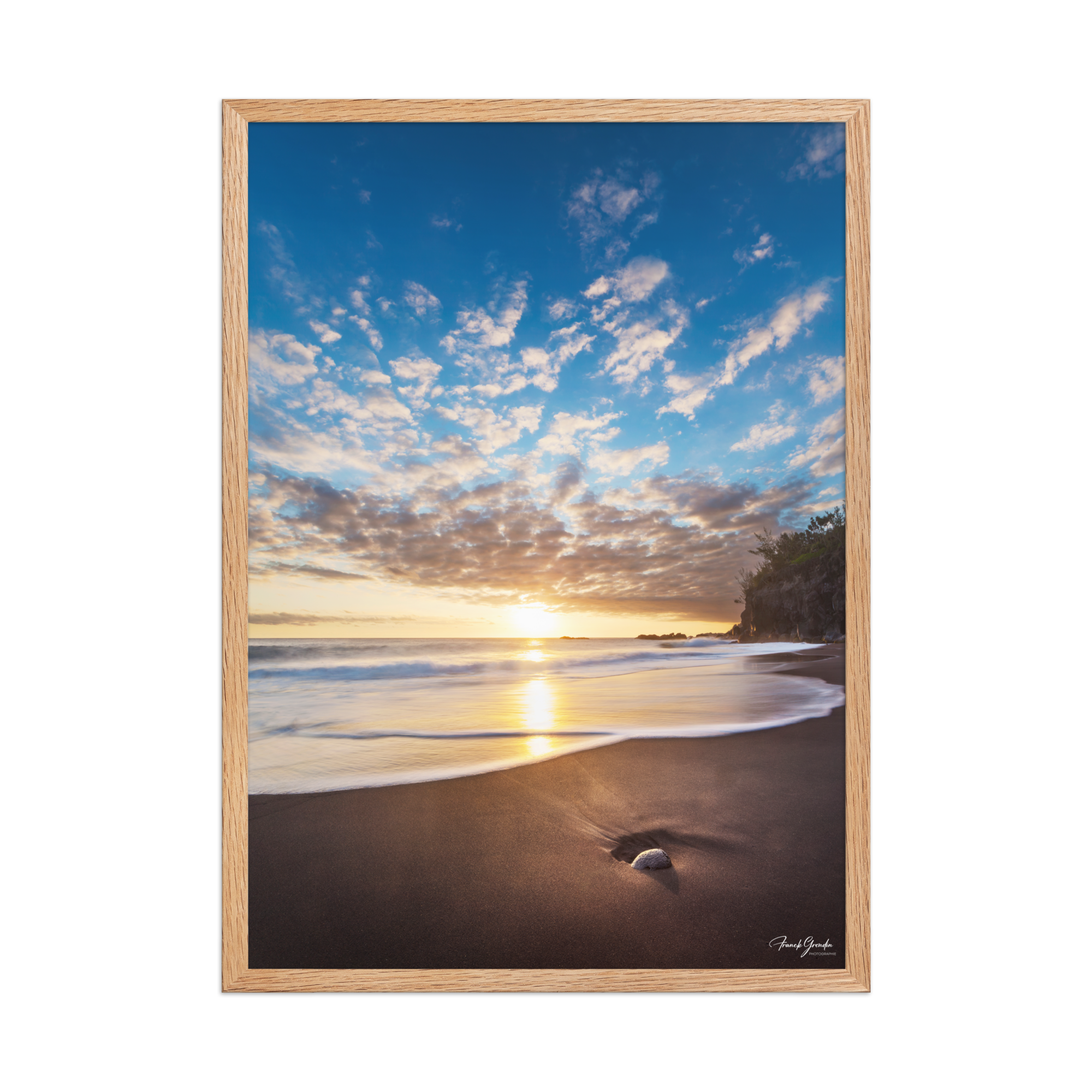 Affiche de La Réunion Coucher de Soleil sur le Ti Sable 50 × 70 cm / Oak - photographie Franck Grondin