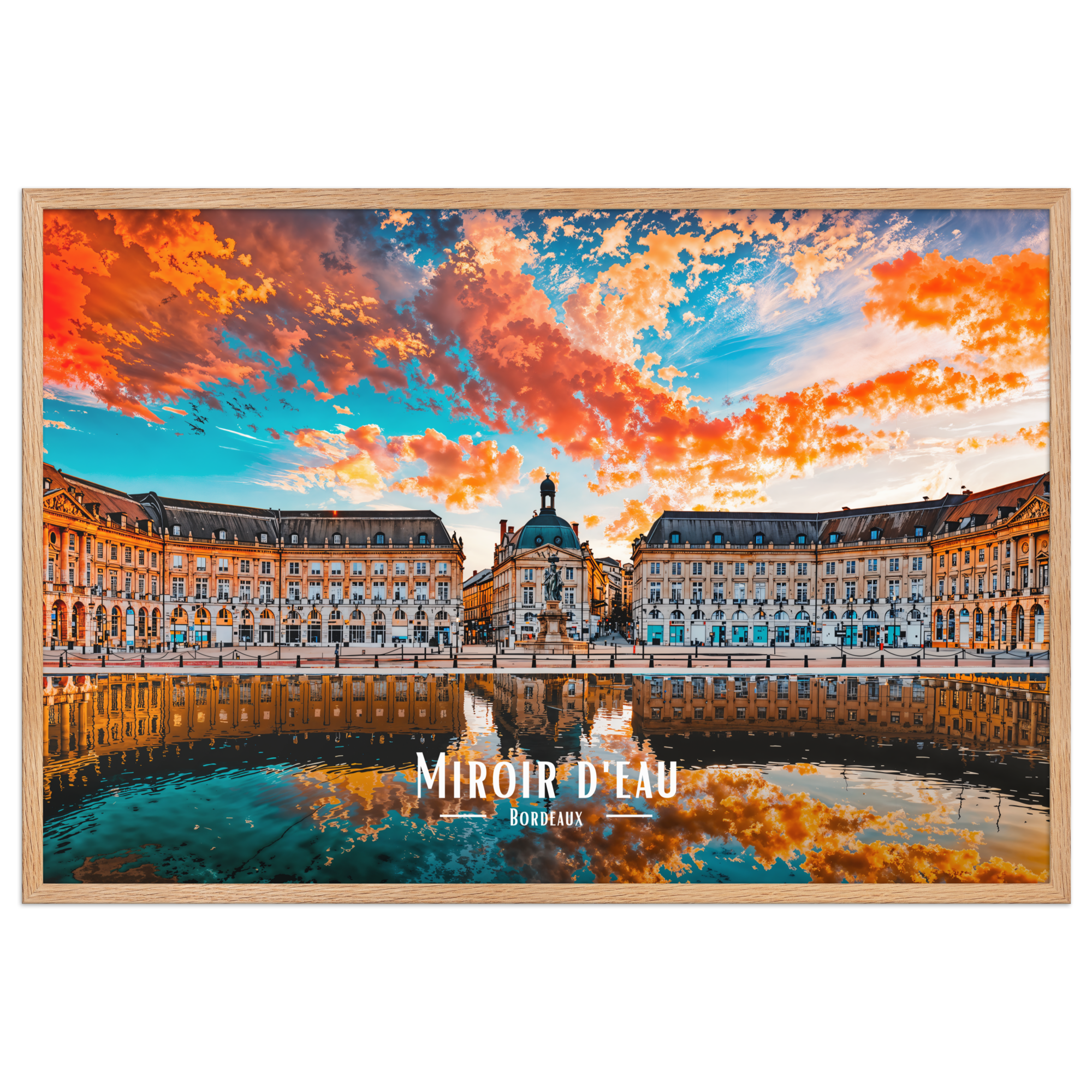 Affiche de Bordeaux Miroir d’eau - Bordeaux 61 × 91 cm / Oak - Univile