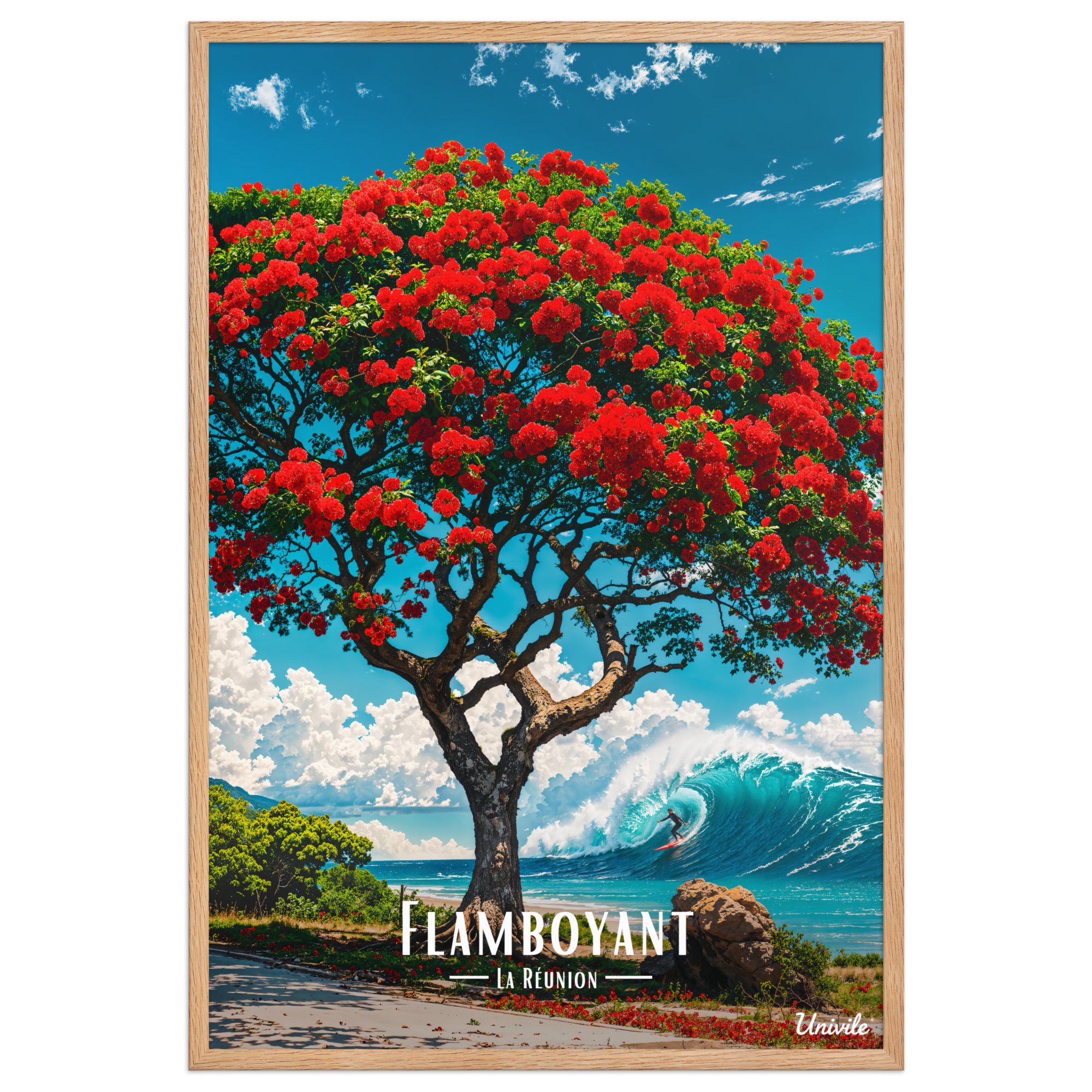 Affiche de La Réunion Flamboyant du Lagon 61 × 91 cm / Oak - Univile La Réunion