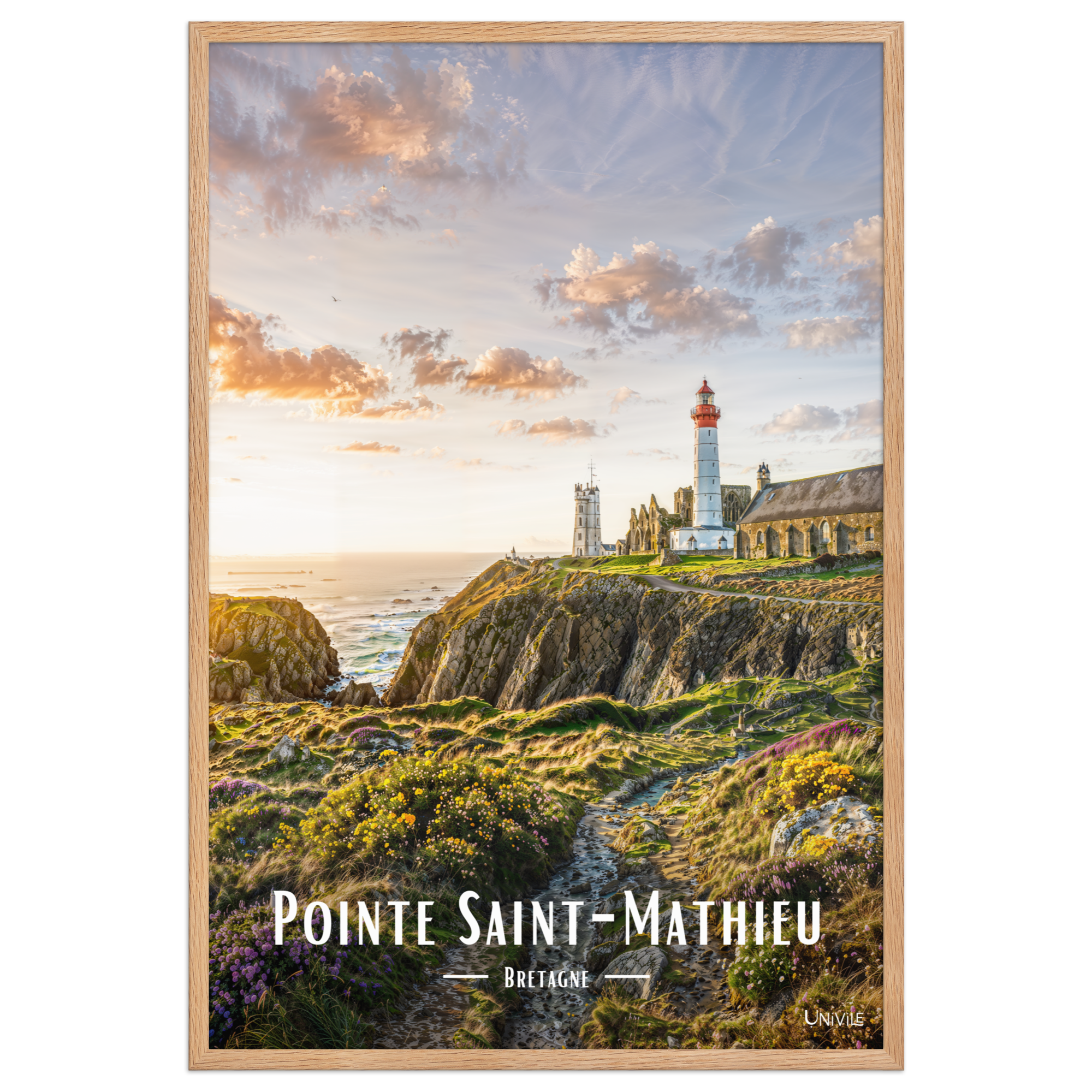 Affiche de Bretagne Pointe Saint-Mathieu 61 × 91 cm / Oak - Univile Bretagne