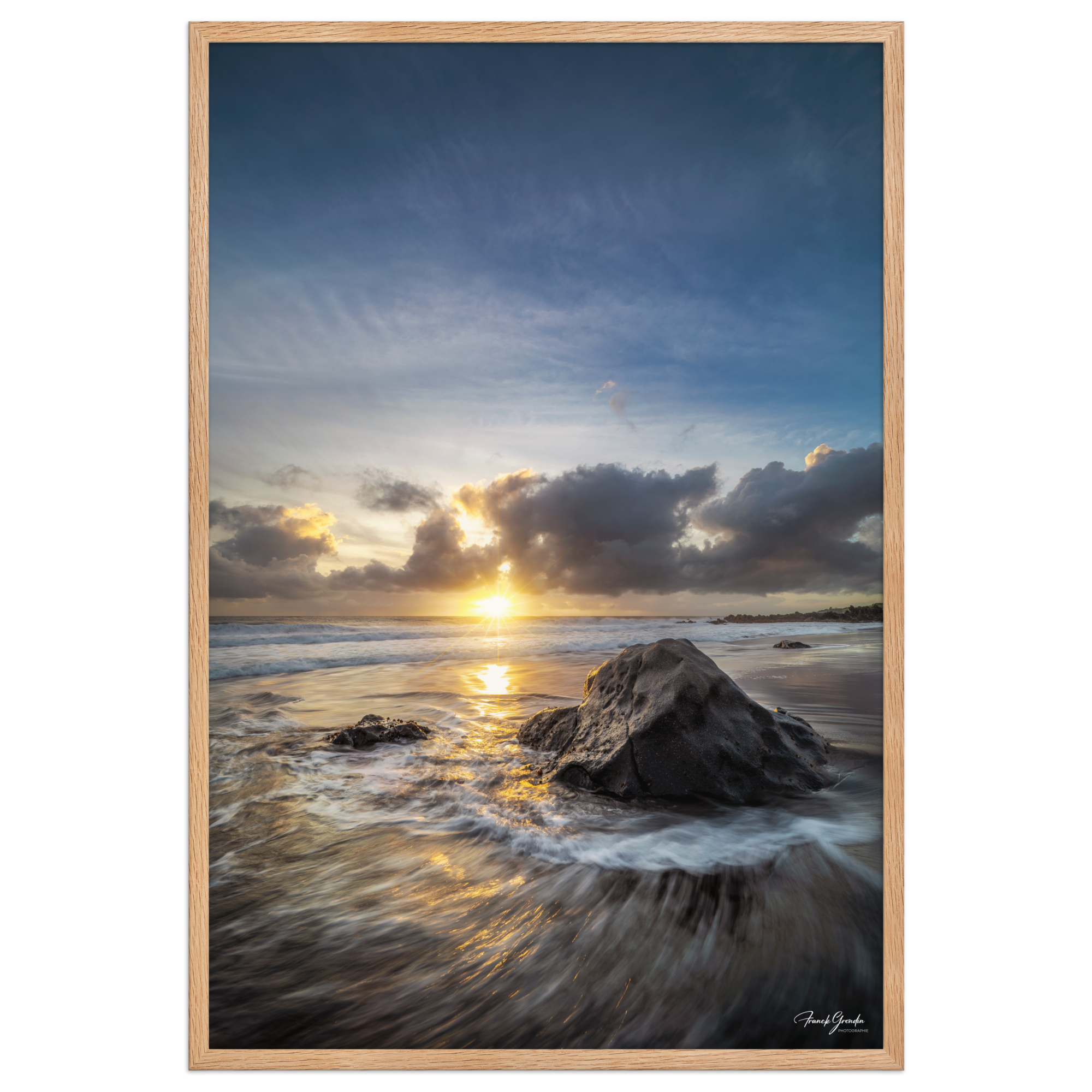 Affiche de La Réunion Coucher de Soleil sur Bois Blanc 61 × 91 cm / Oak - photographie Franck Grondin