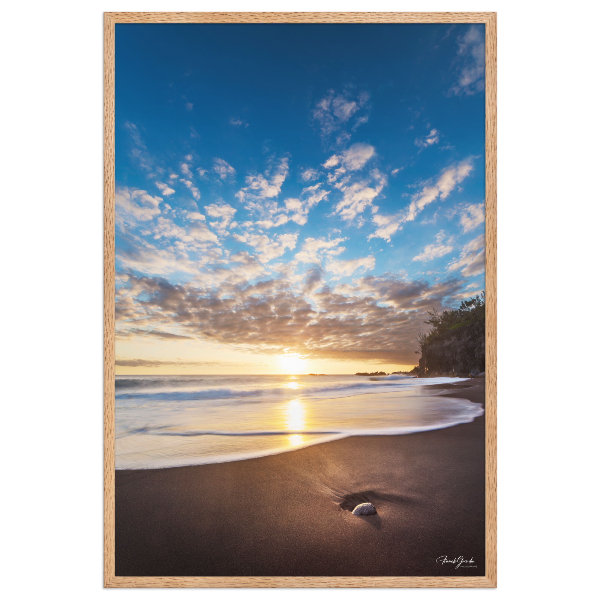 Affiche de La Réunion Coucher de Soleil sur le Ti Sable 61 × 91 cm / Oak - photographie Franck Grondin