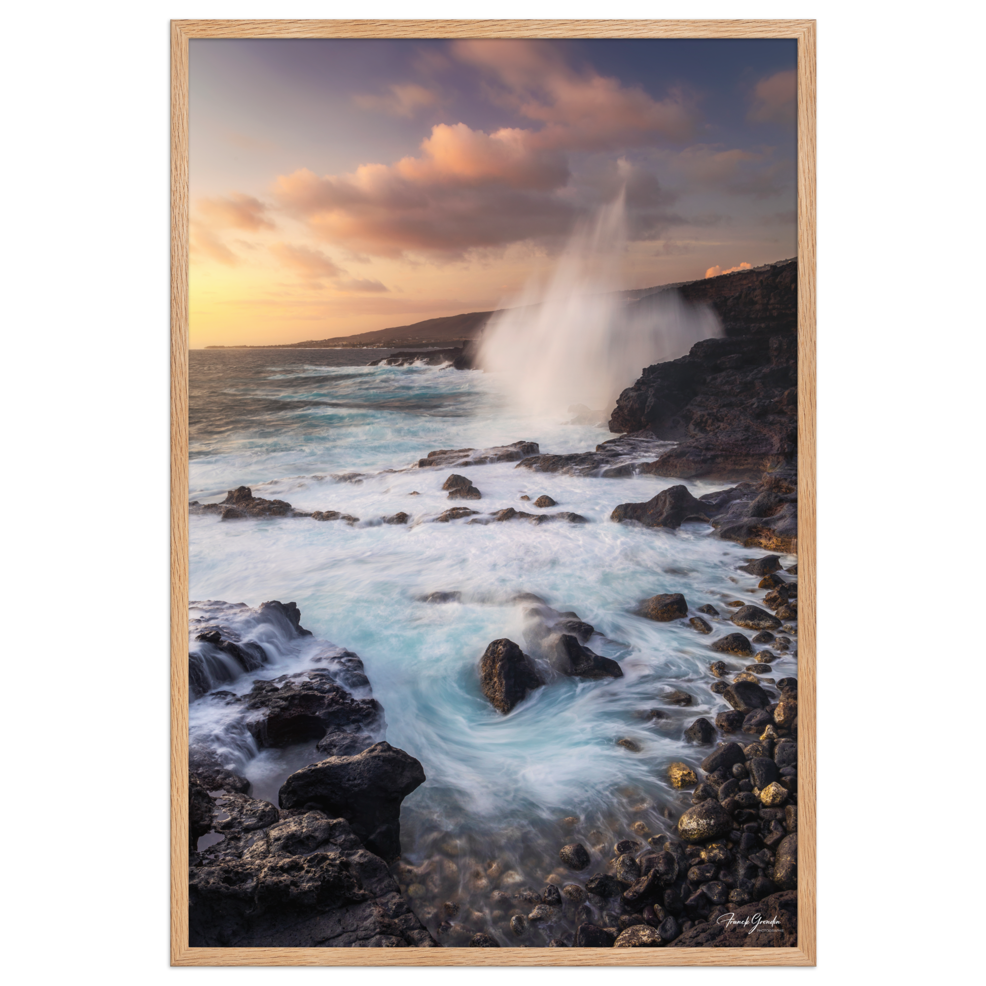 Affiche de La Réunion Coucher de Soleil à la Pointe des Châteaux 61 × 91 cm / Oak - photographie Franck Grondin