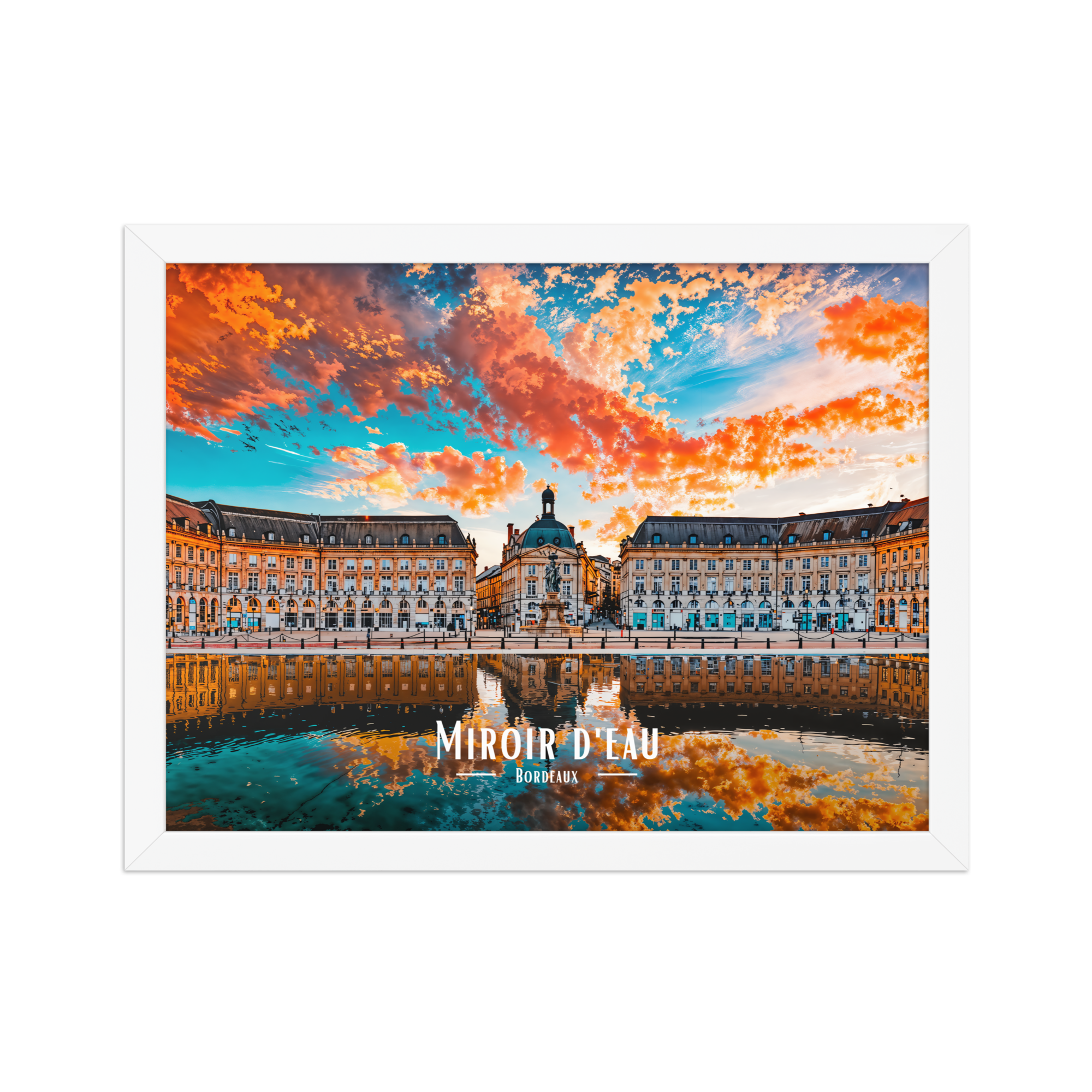 Affiche de Bordeaux Miroir d’eau - Bordeaux 30 × 40 cm / Blanc - Univile