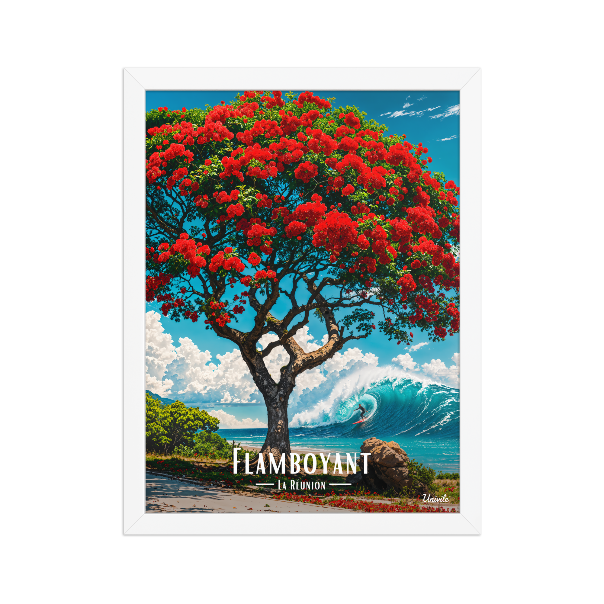 Affiche de La Réunion Flamboyant du Lagon 30 × 40 cm / Blanc - Univile La Réunion