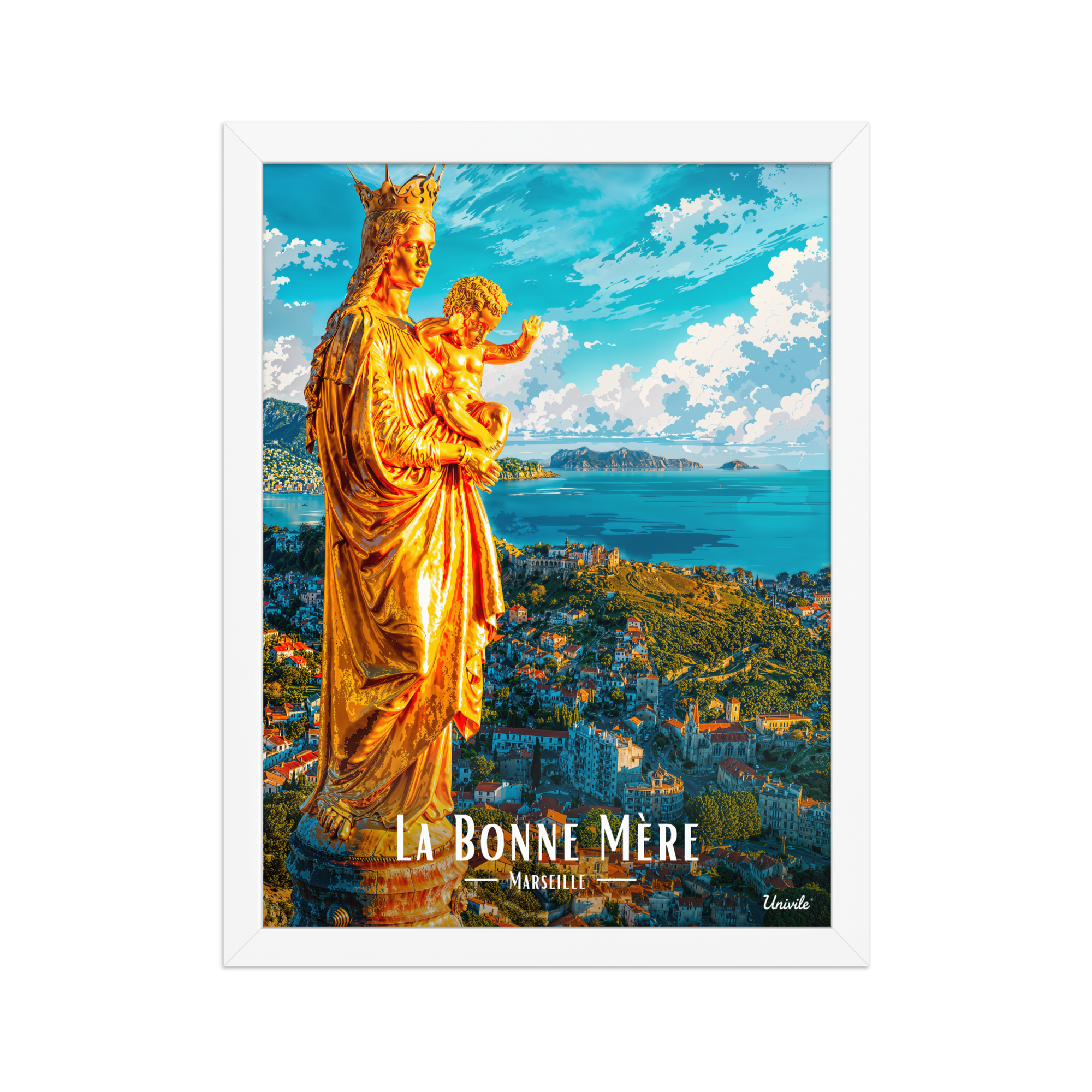 Affiche de Marseille La Bonne Mère 30 × 40 cm / Blanc - Univile