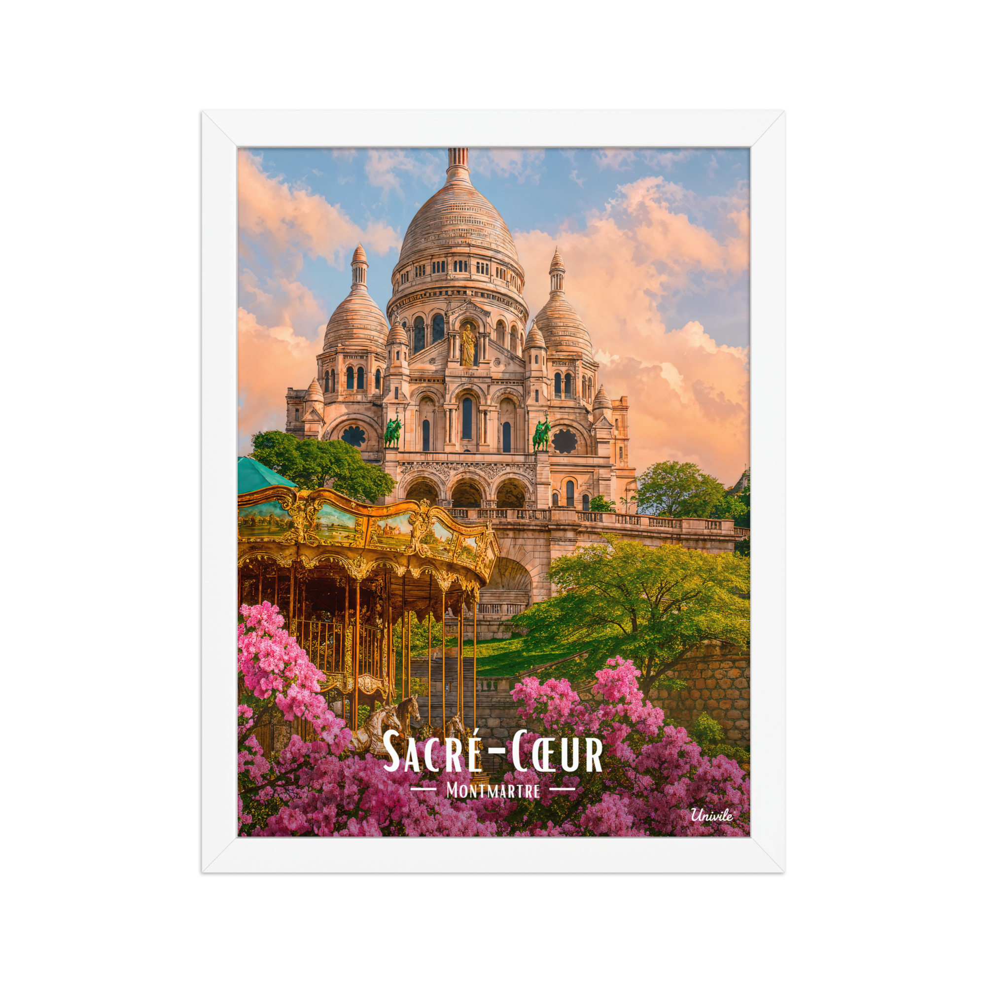 Affiche de Paris Sacré-Cœur – Montmartre 30 × 40 cm / Blanc - Univile